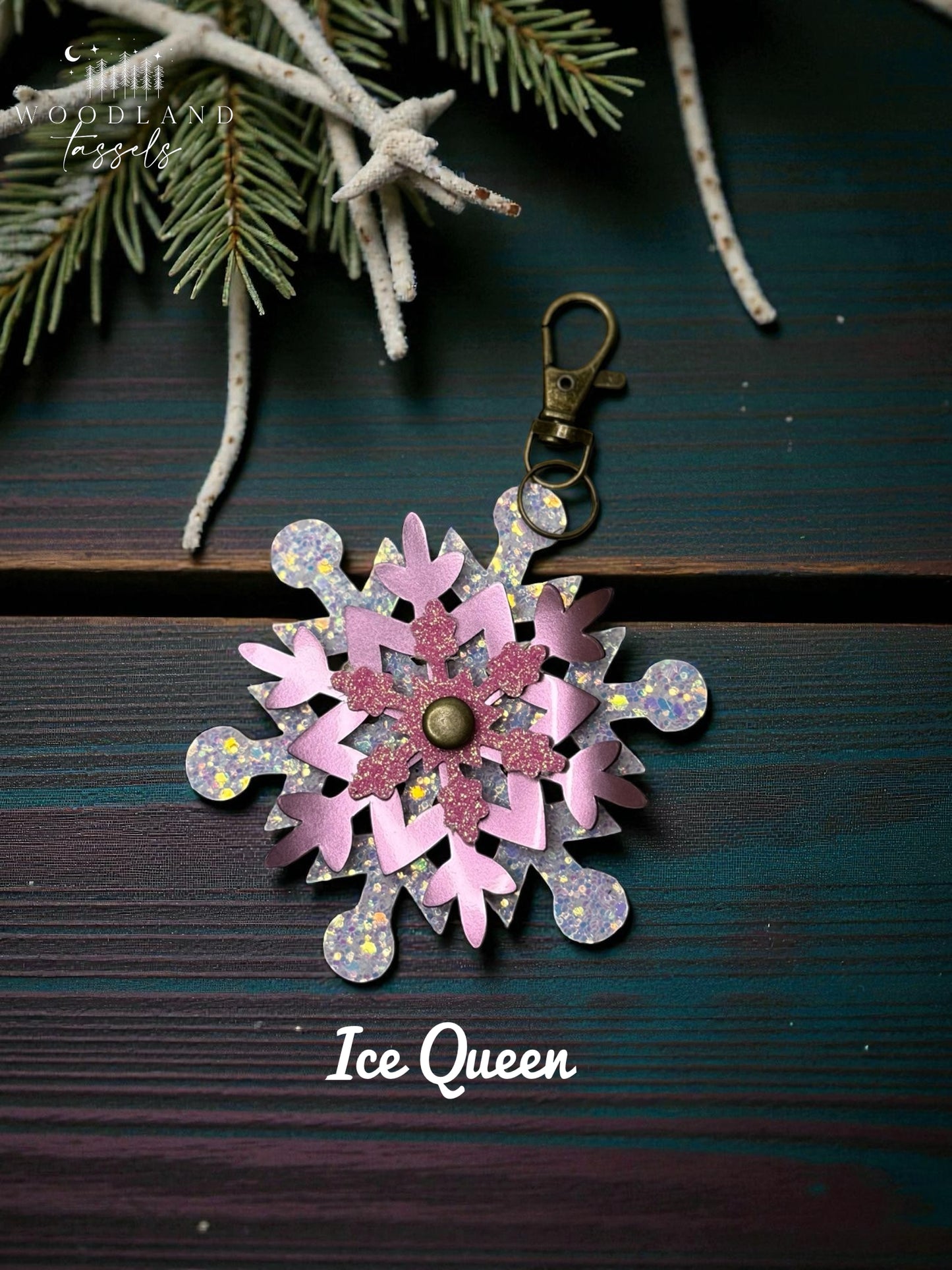 Snowflake Leather Purse Charm