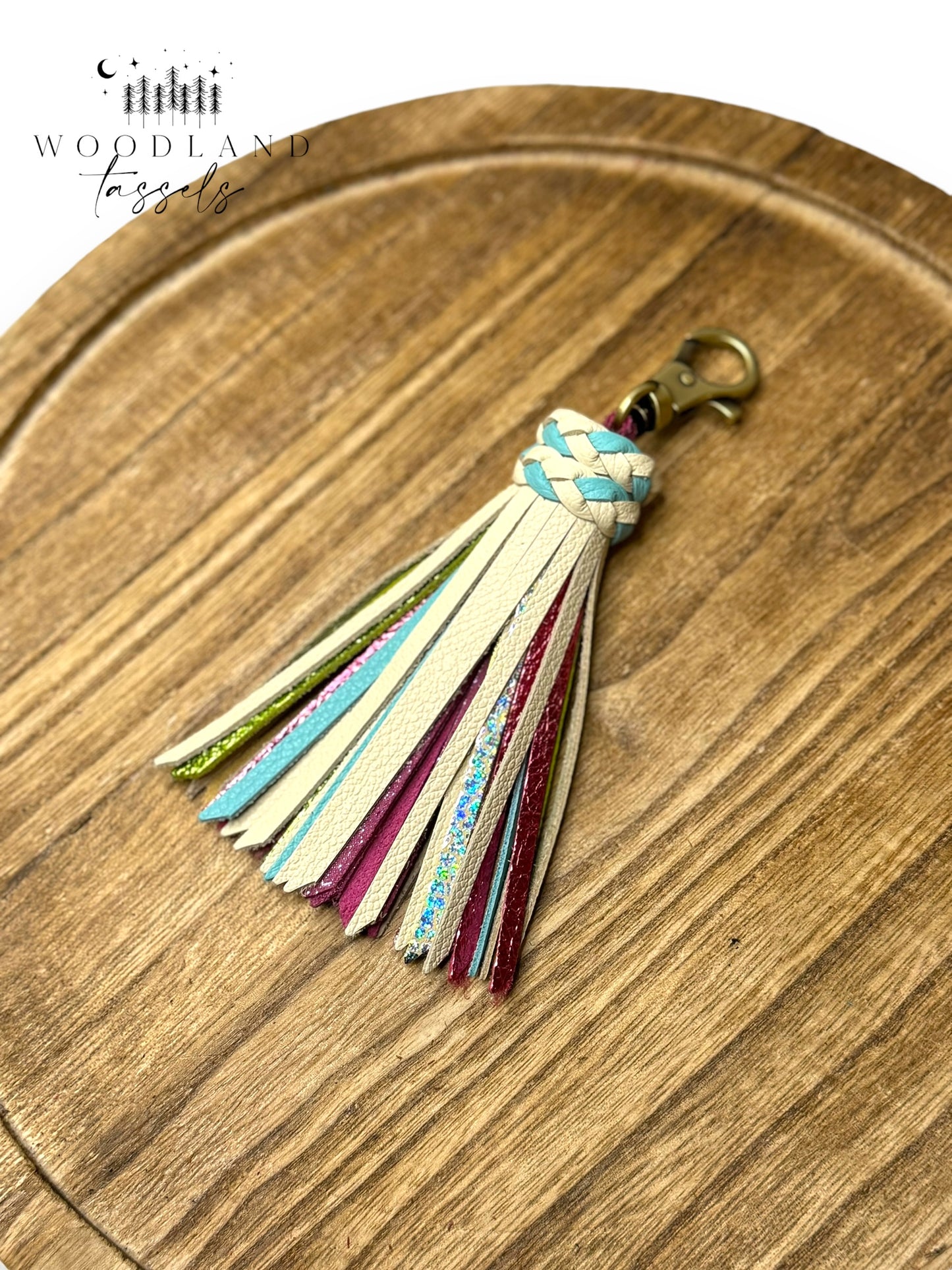 Bone Rainbow Leather Tassel