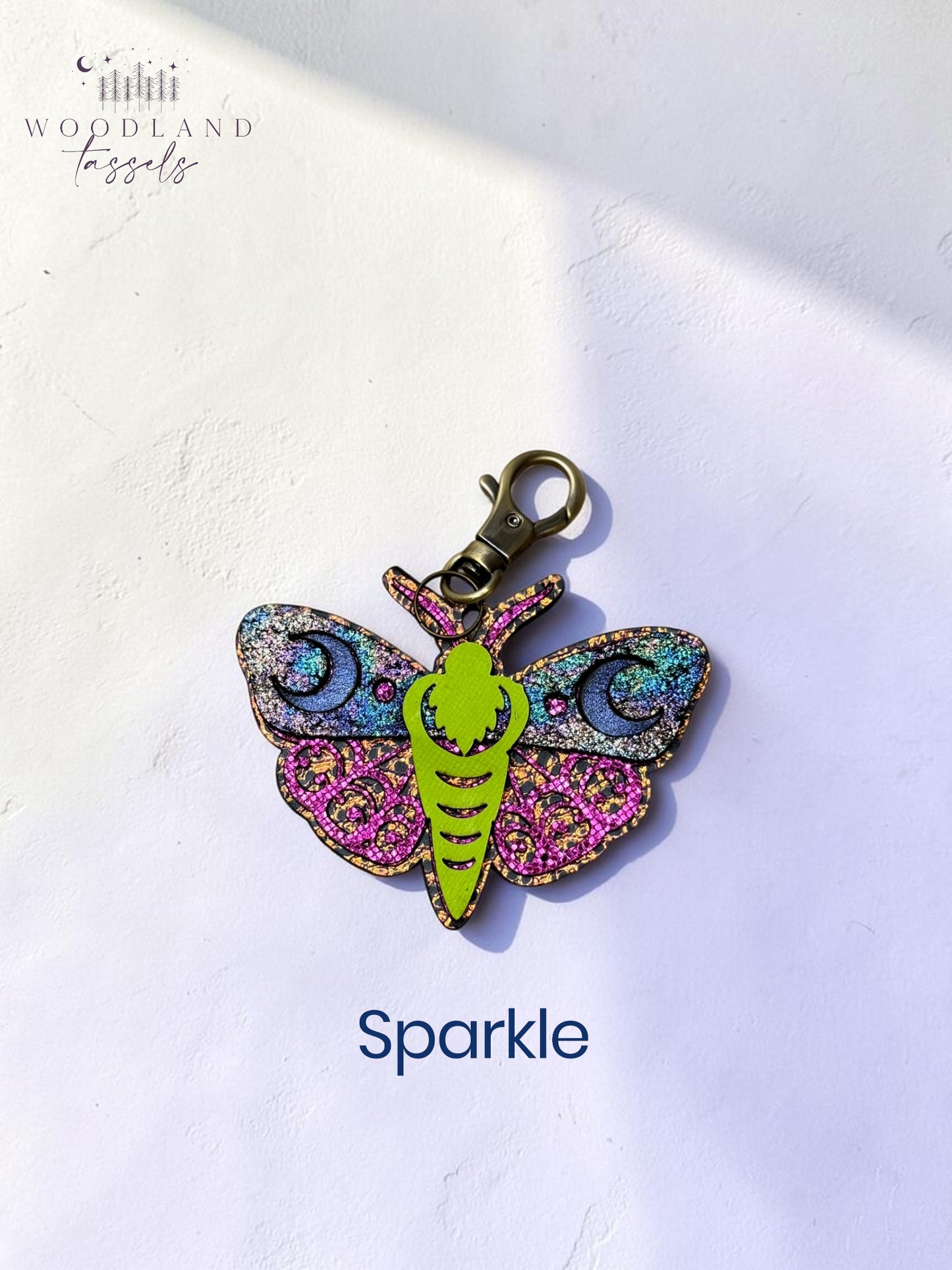 Luna Moth Leather Bag Charm