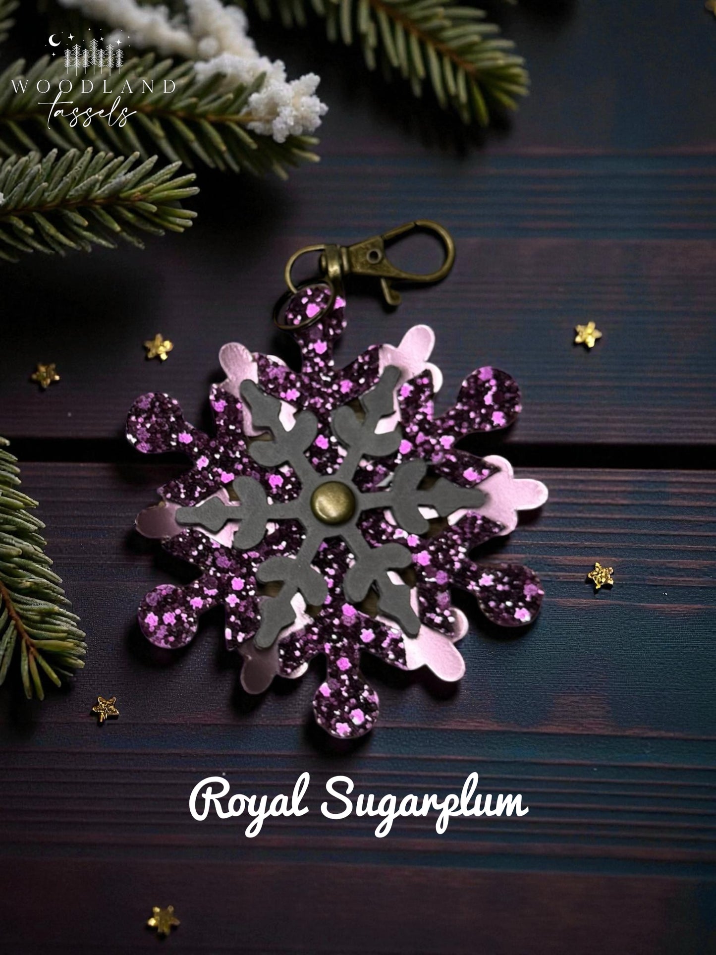 Snowflake Leather Purse Charm