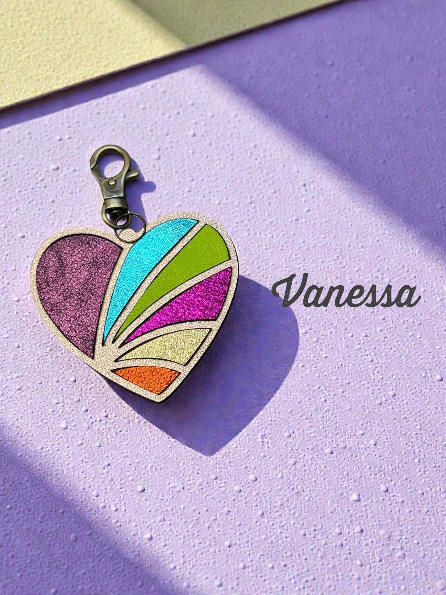 Mosaic Heart Leather Bag Charms