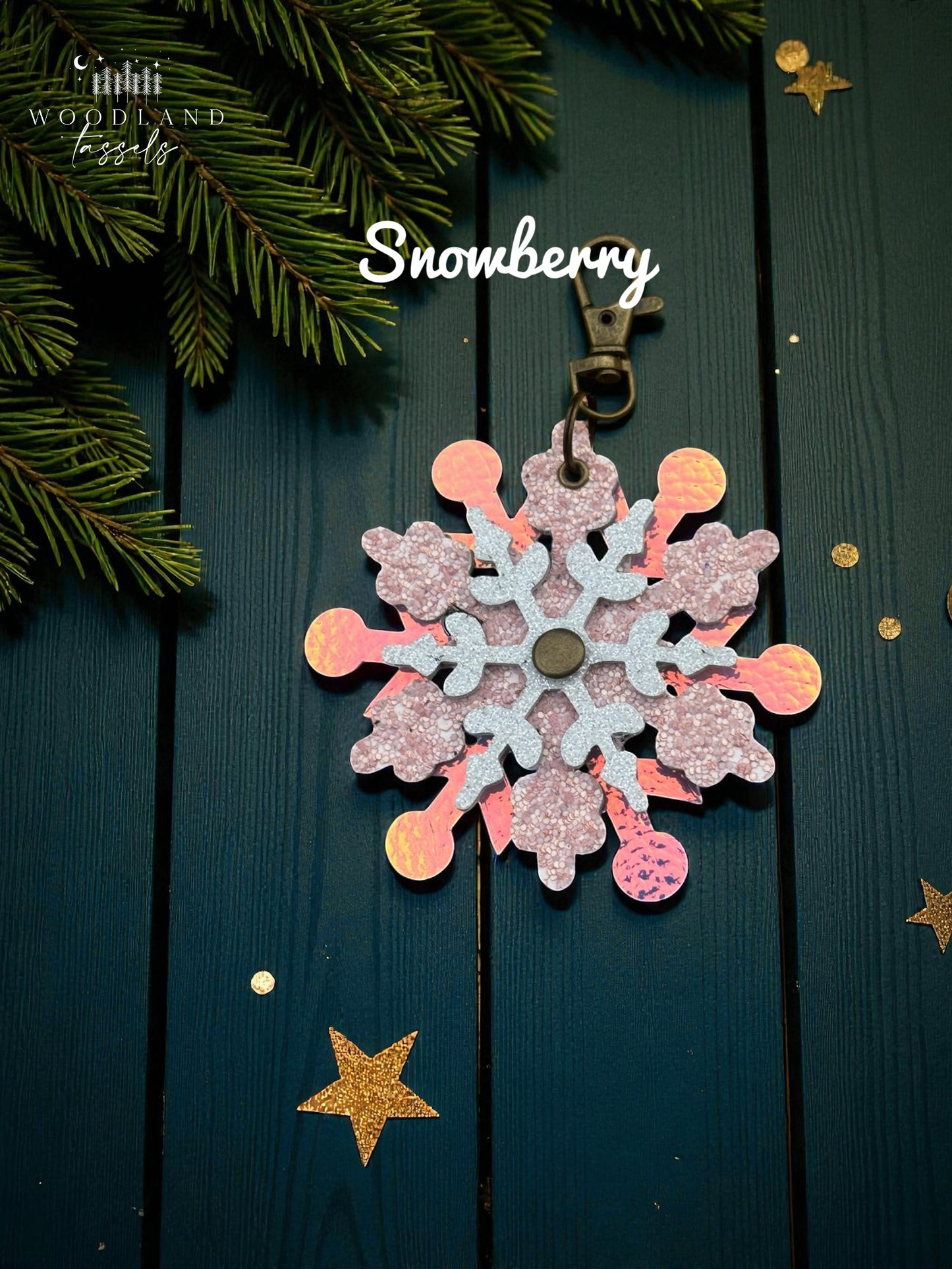 Snowflake Leather Purse Charm