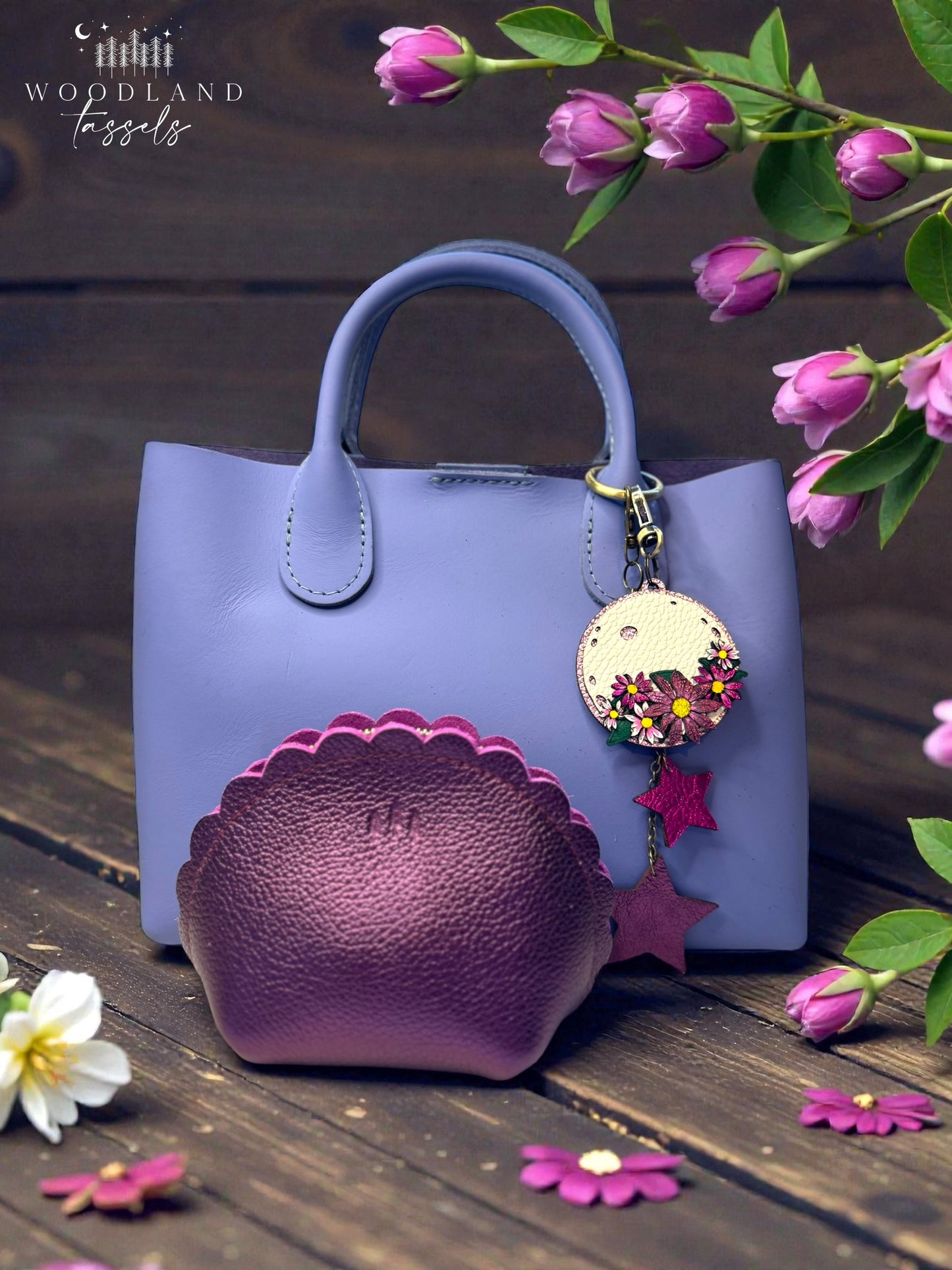 Falling Stars Leather Bag Charm