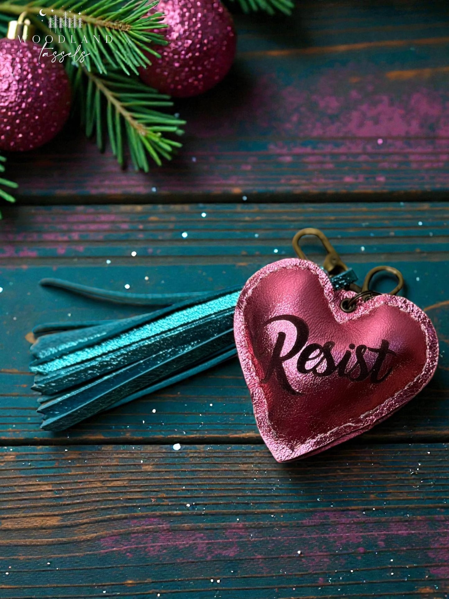 Puffy Heart Leather ‘Revolt’ Leather Purse Charm and Tassel Set