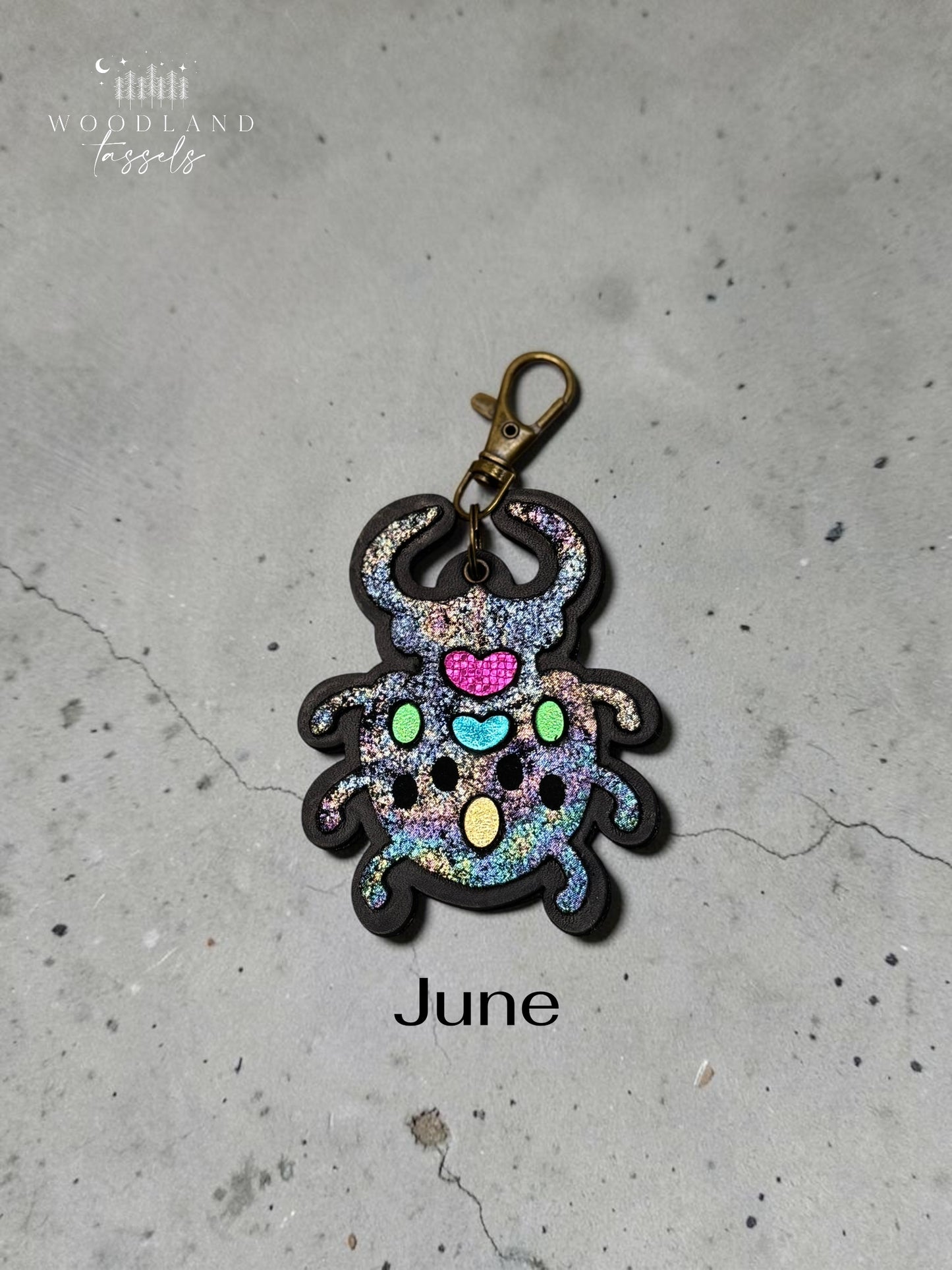 Beetle Leather Bag Charm