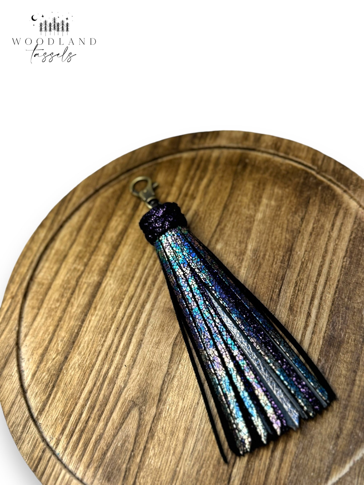 Black Opal Leather Tassel