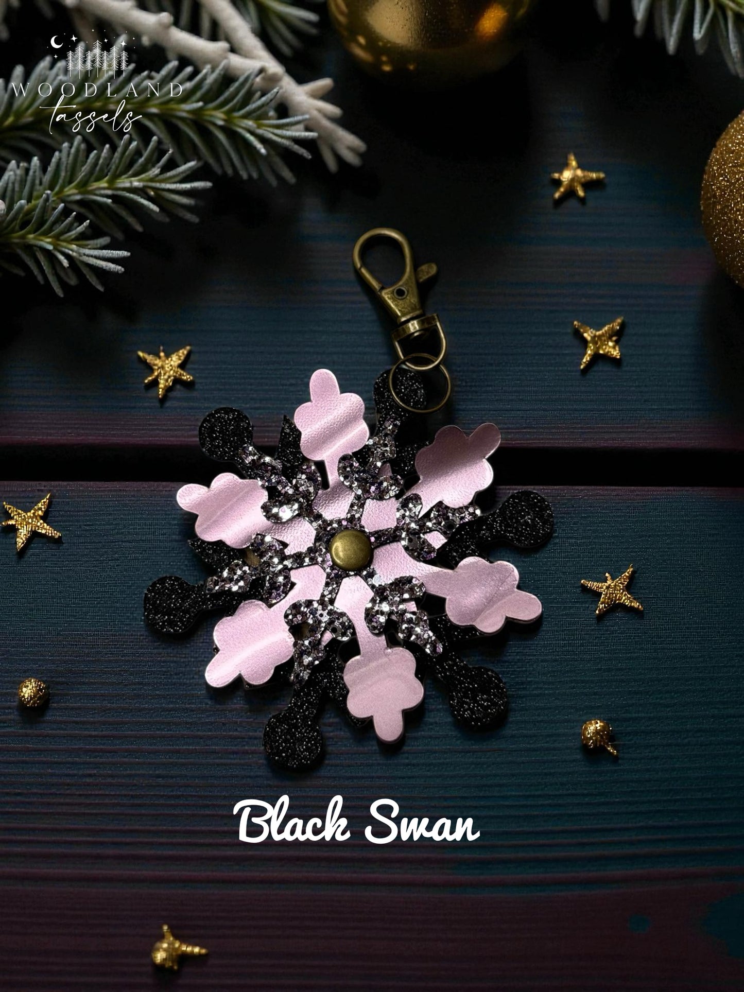 Snowflake Leather Purse Charm