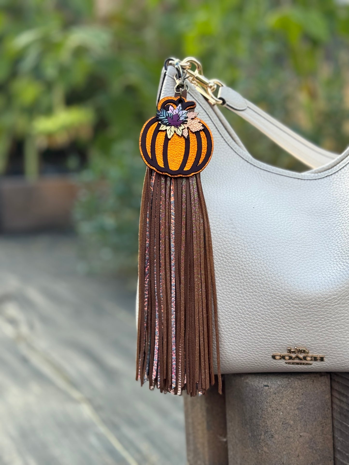 Autumn Pumpkin Leather Bag Charm