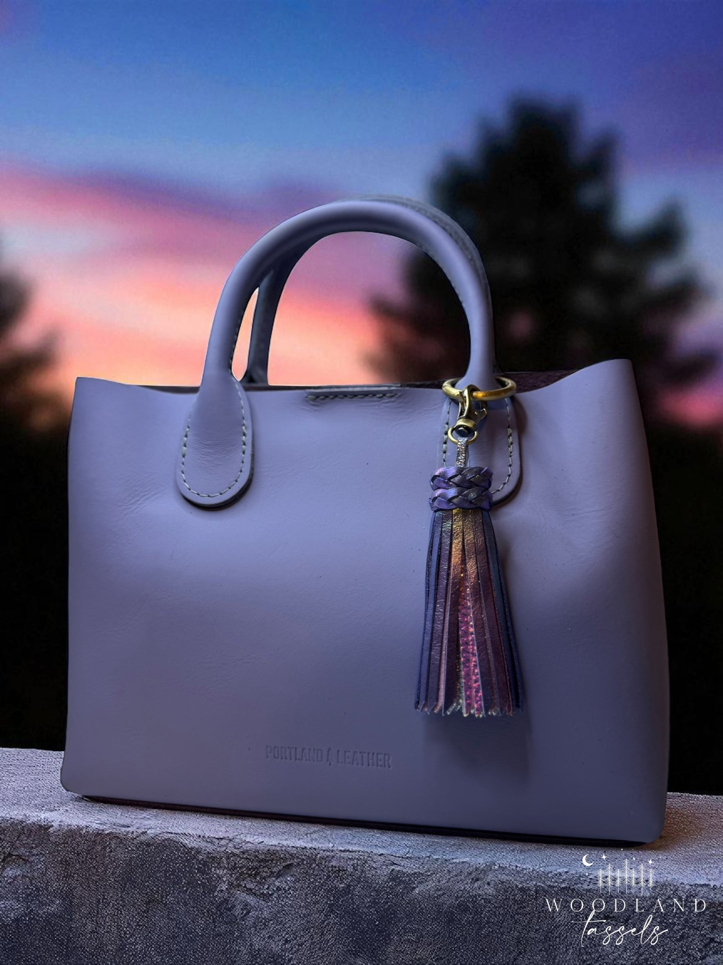 Aurora Leather Tassel Purse Charm