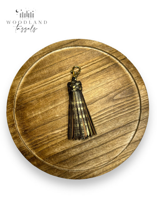 Brushed Brass Leather Tassel