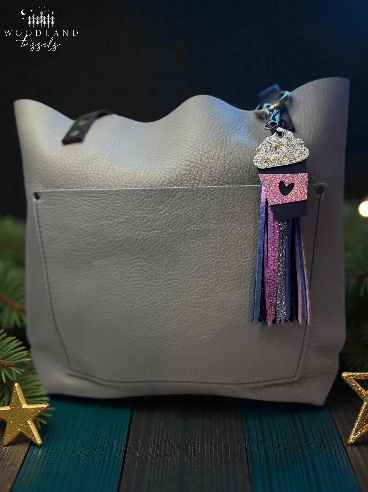 Latte Leather Purse Charm