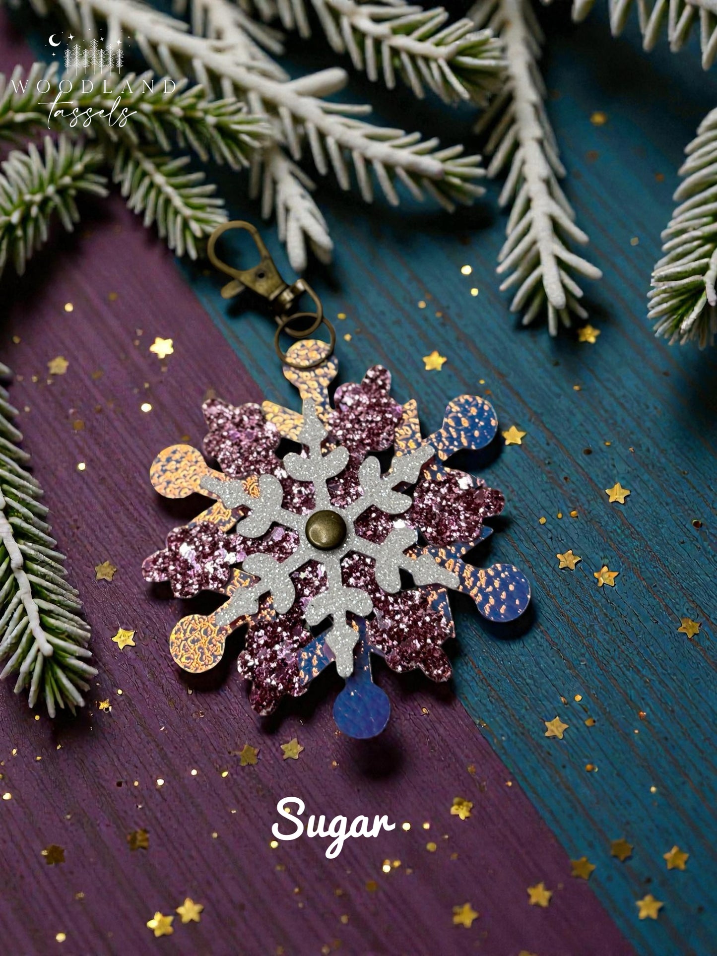 Snowflake Leather Purse Charm