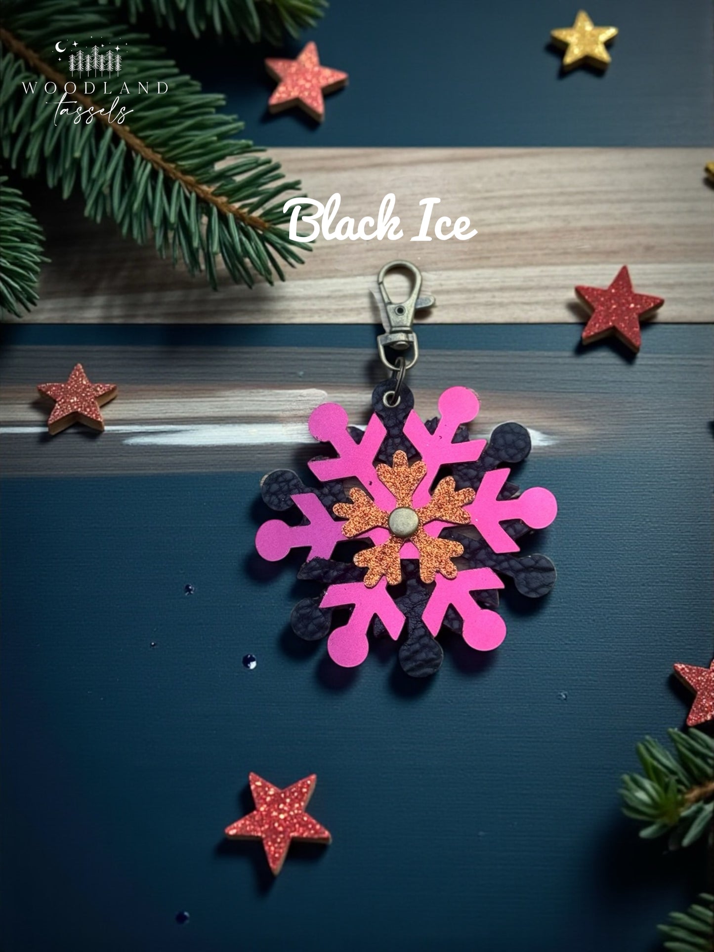 Snowflake Leather Purse Charm