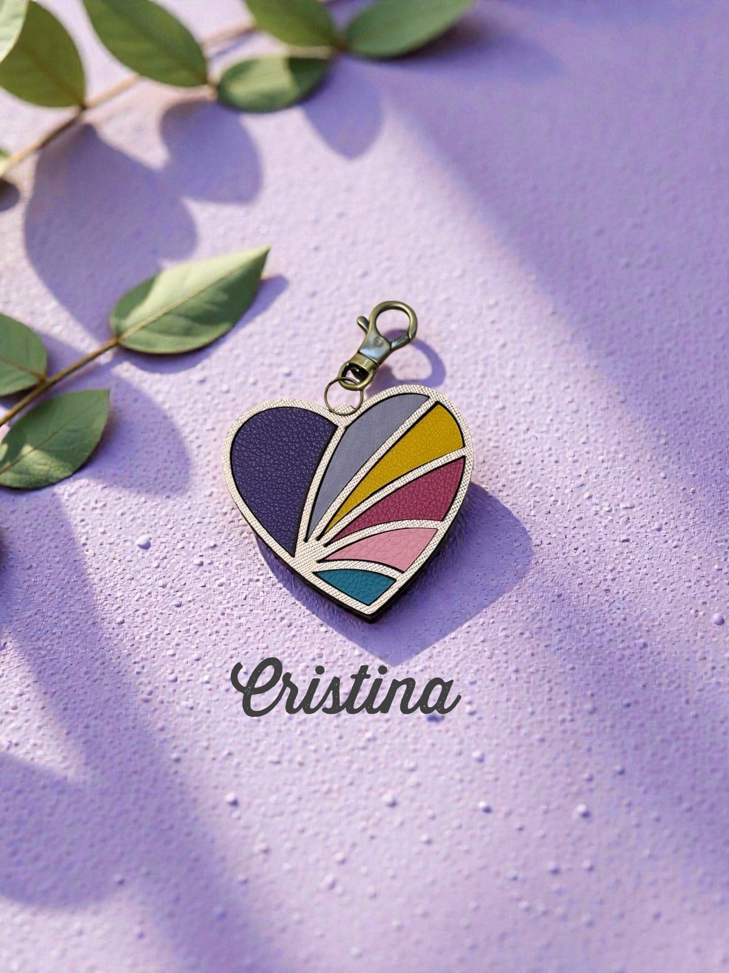 Mosaic Heart Leather Bag Charms