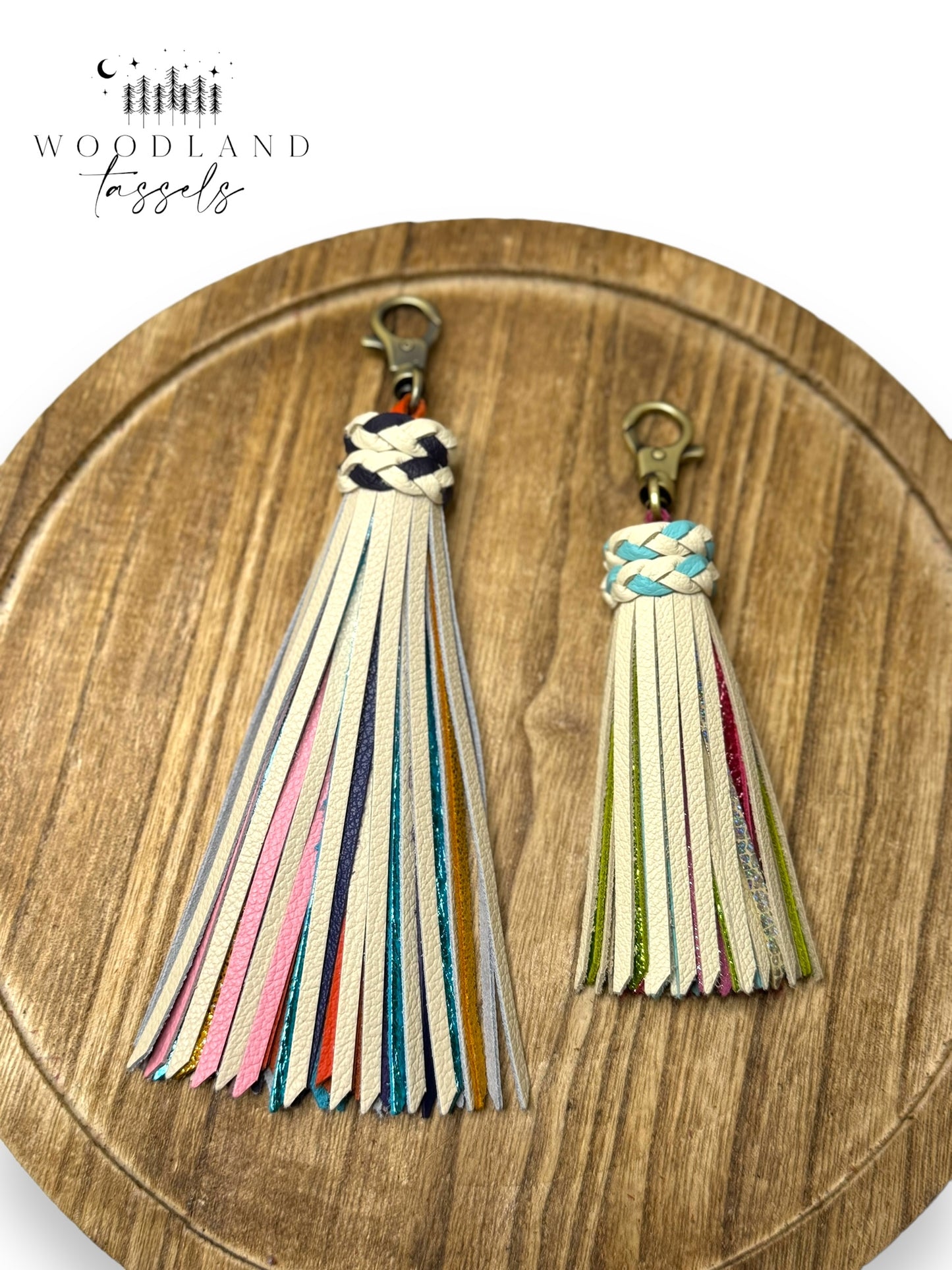 Bone Rainbow Leather Tassel