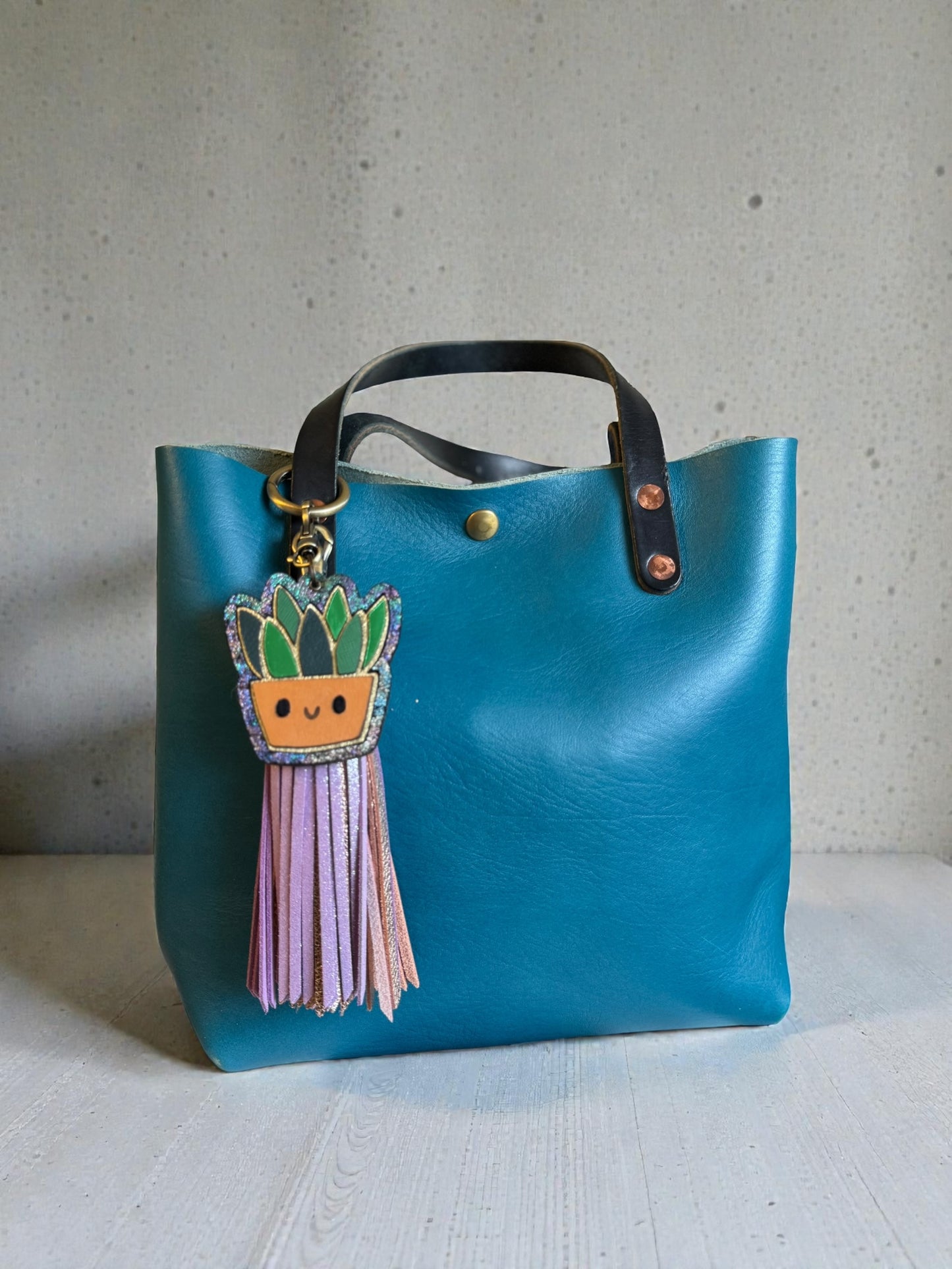 Happy Plants Leather Bag Charm