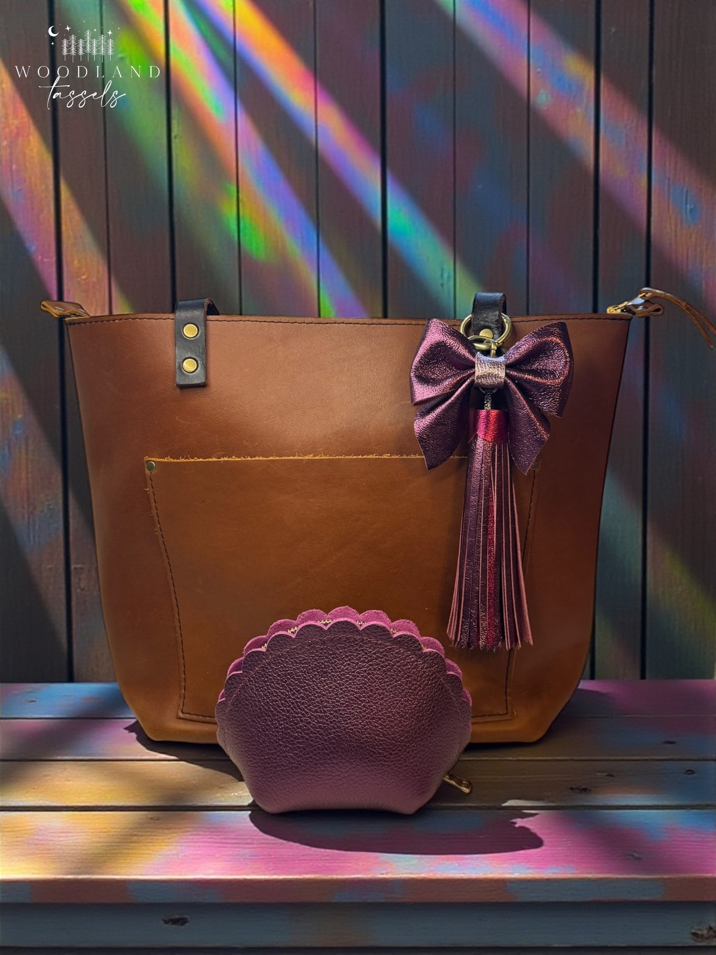 Ultra Violetta Collection-Leather Purse Bow and Tassels