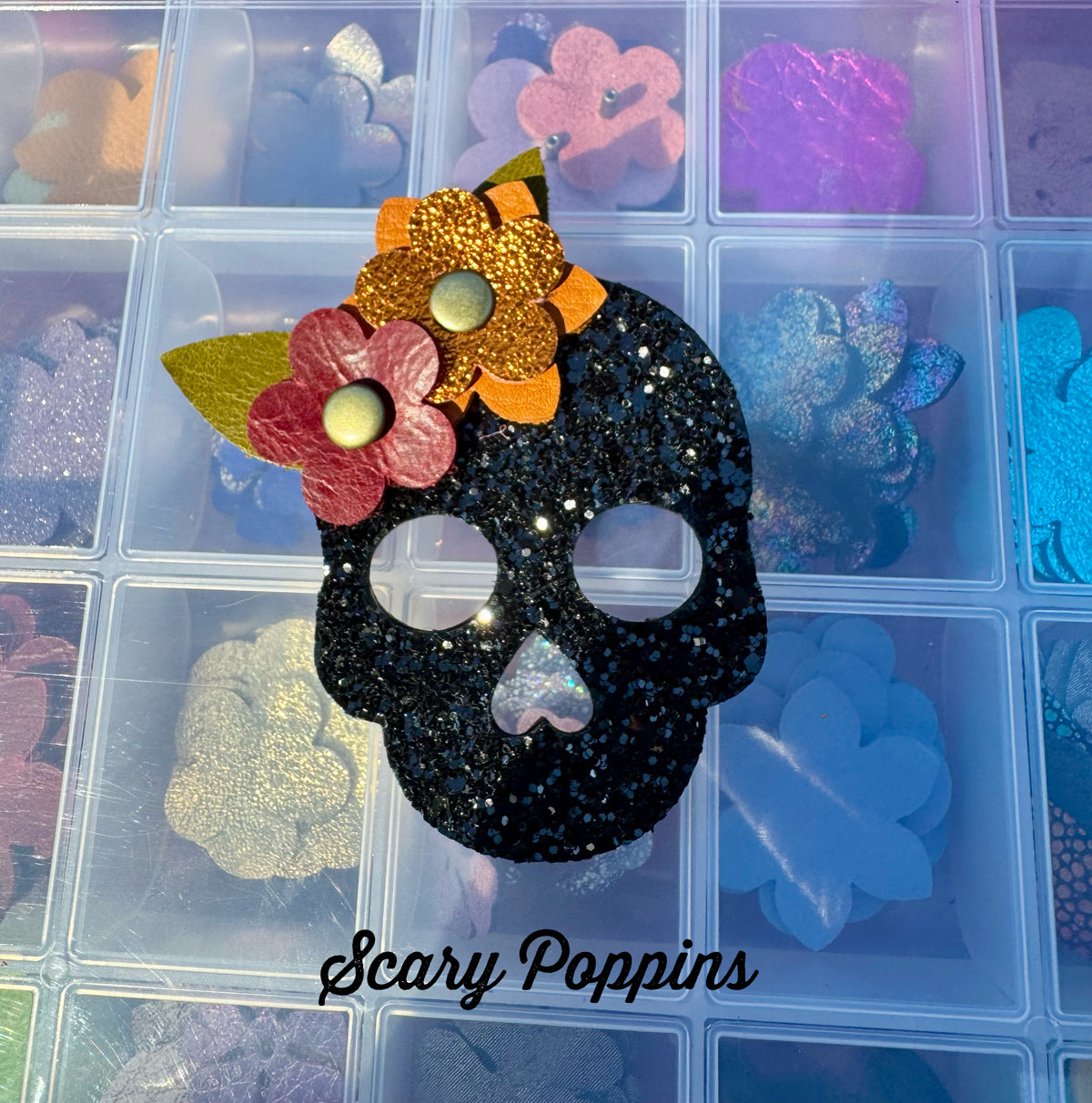 Leather Sugar Skull Bag Charm - Customize and Personalize!