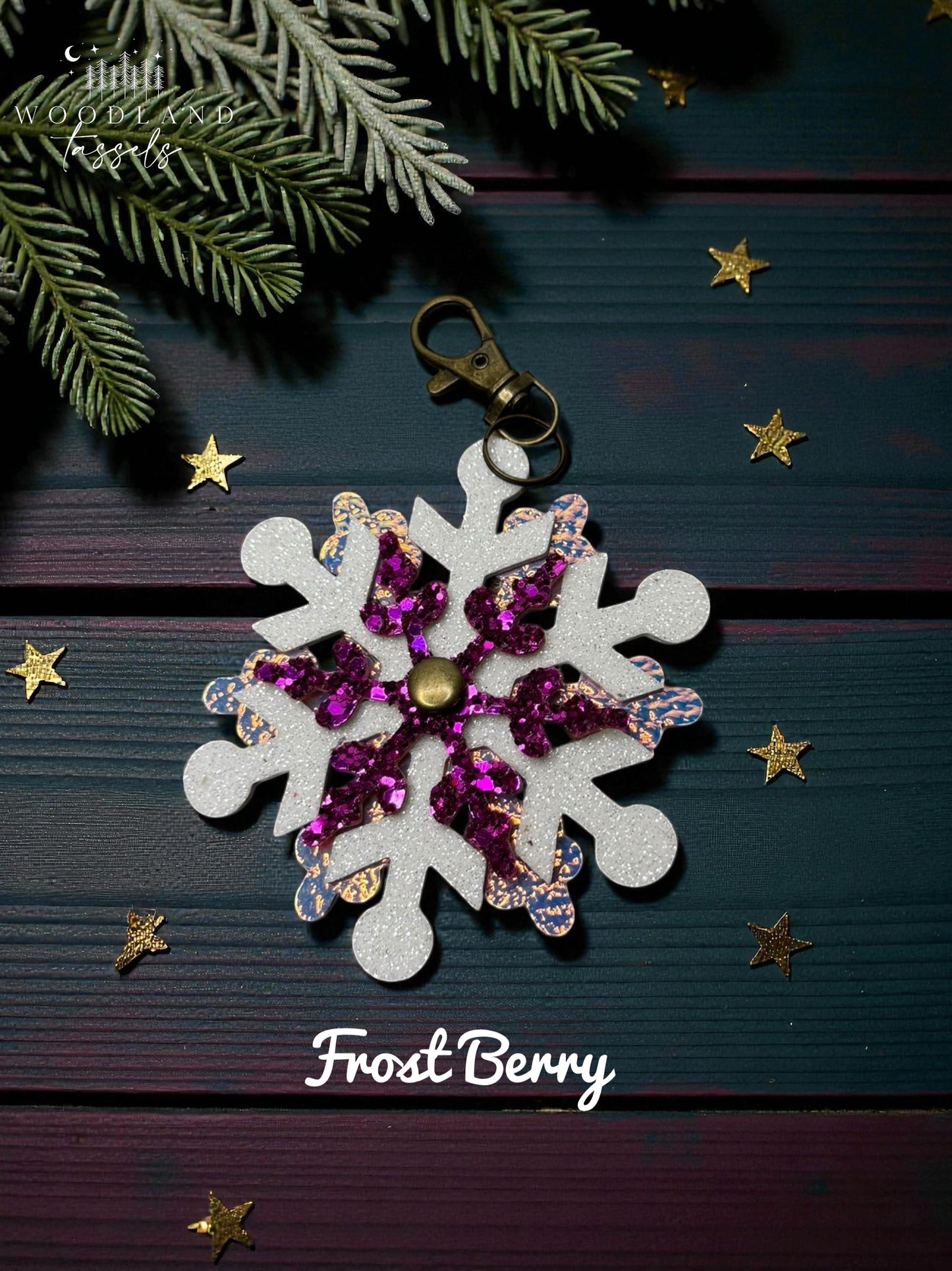 Snowflake Leather Purse Charm