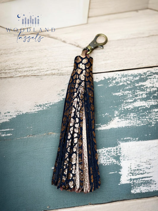 Copper Leopard Tassel Purse Charm
