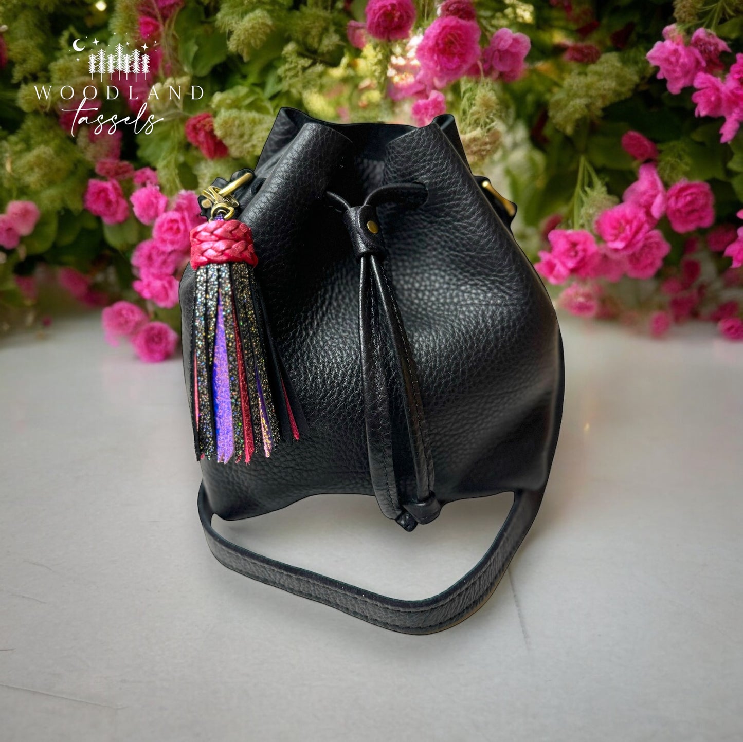 Black Pearl Leather Tassel