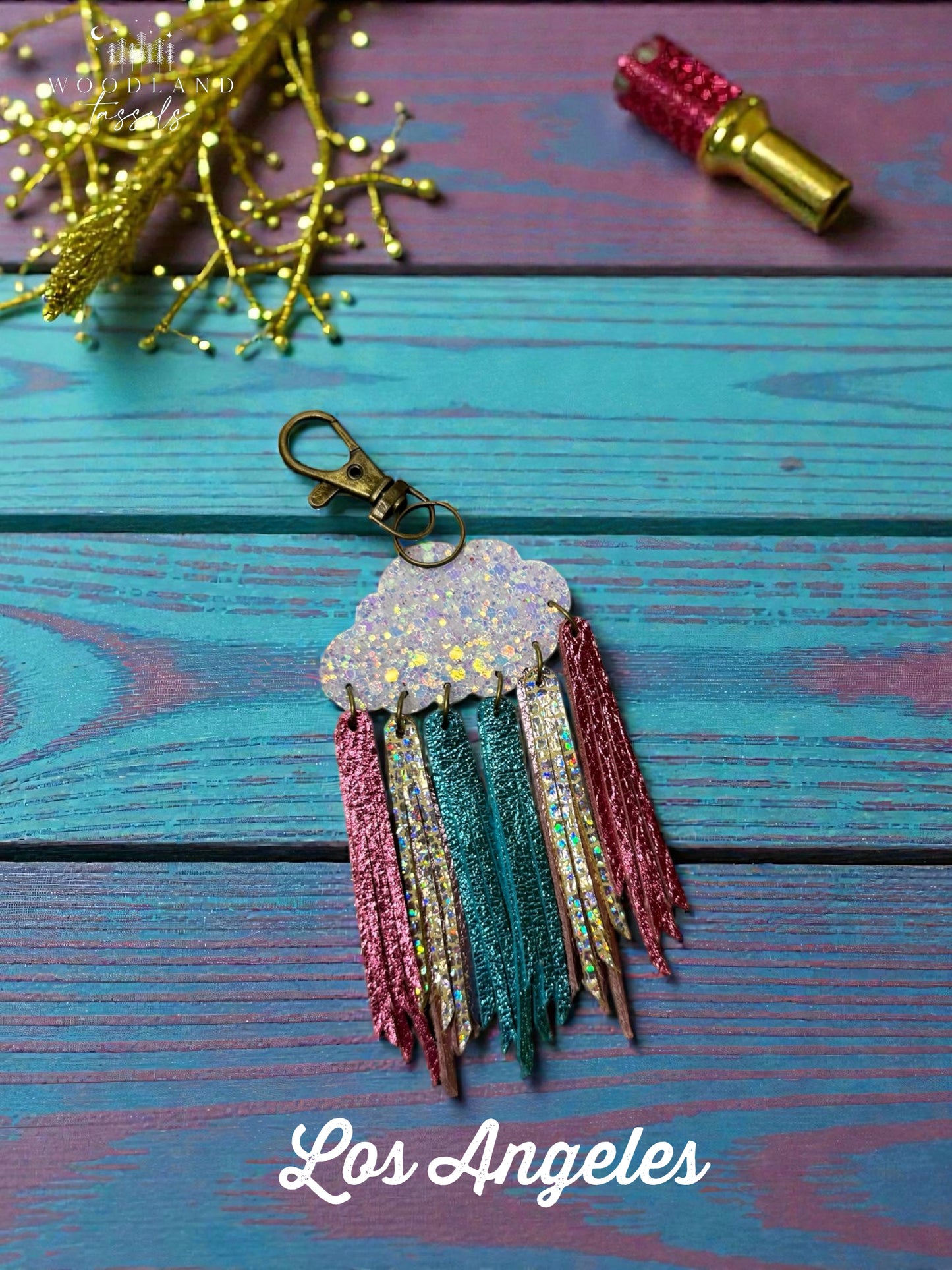 Cloudburst Leather Purse Charm