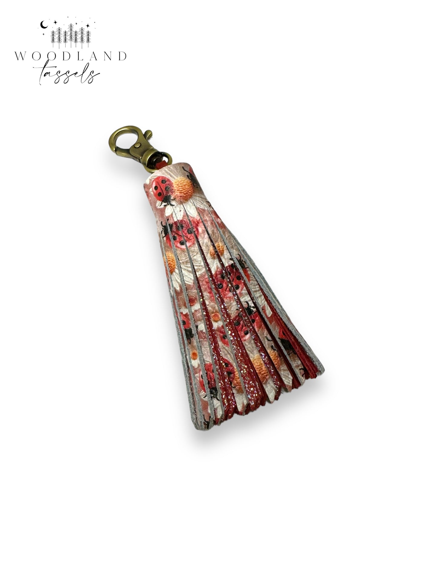 Dainty Ladybug Leather Tassel