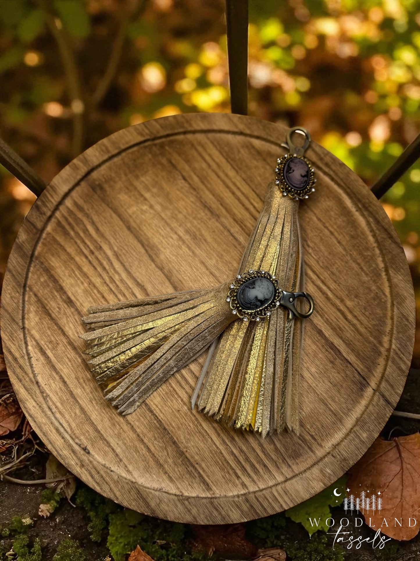 Cameo Tassel Purse Charm