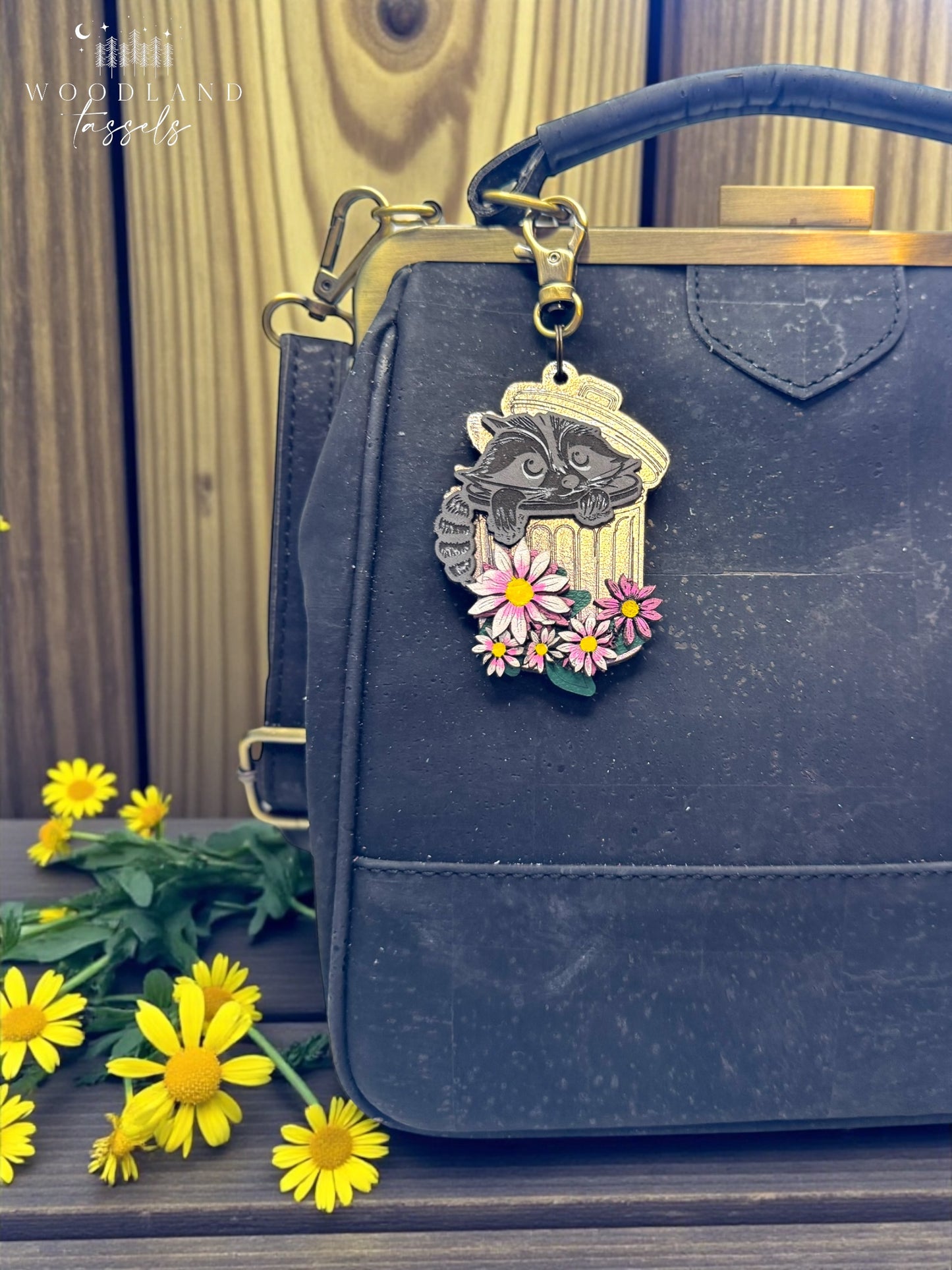 Classy Raccoon Leather Bag Charm