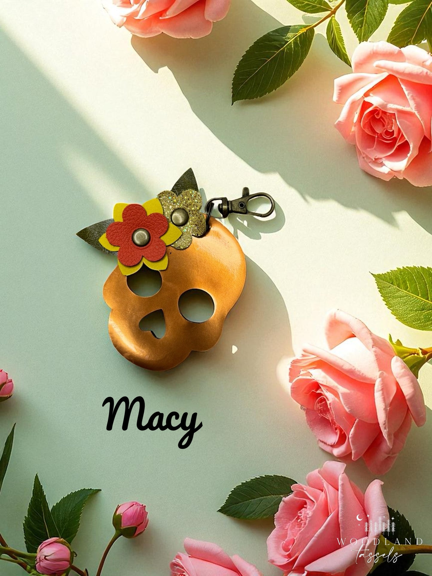 Sugar Skull Leather Purse Charms