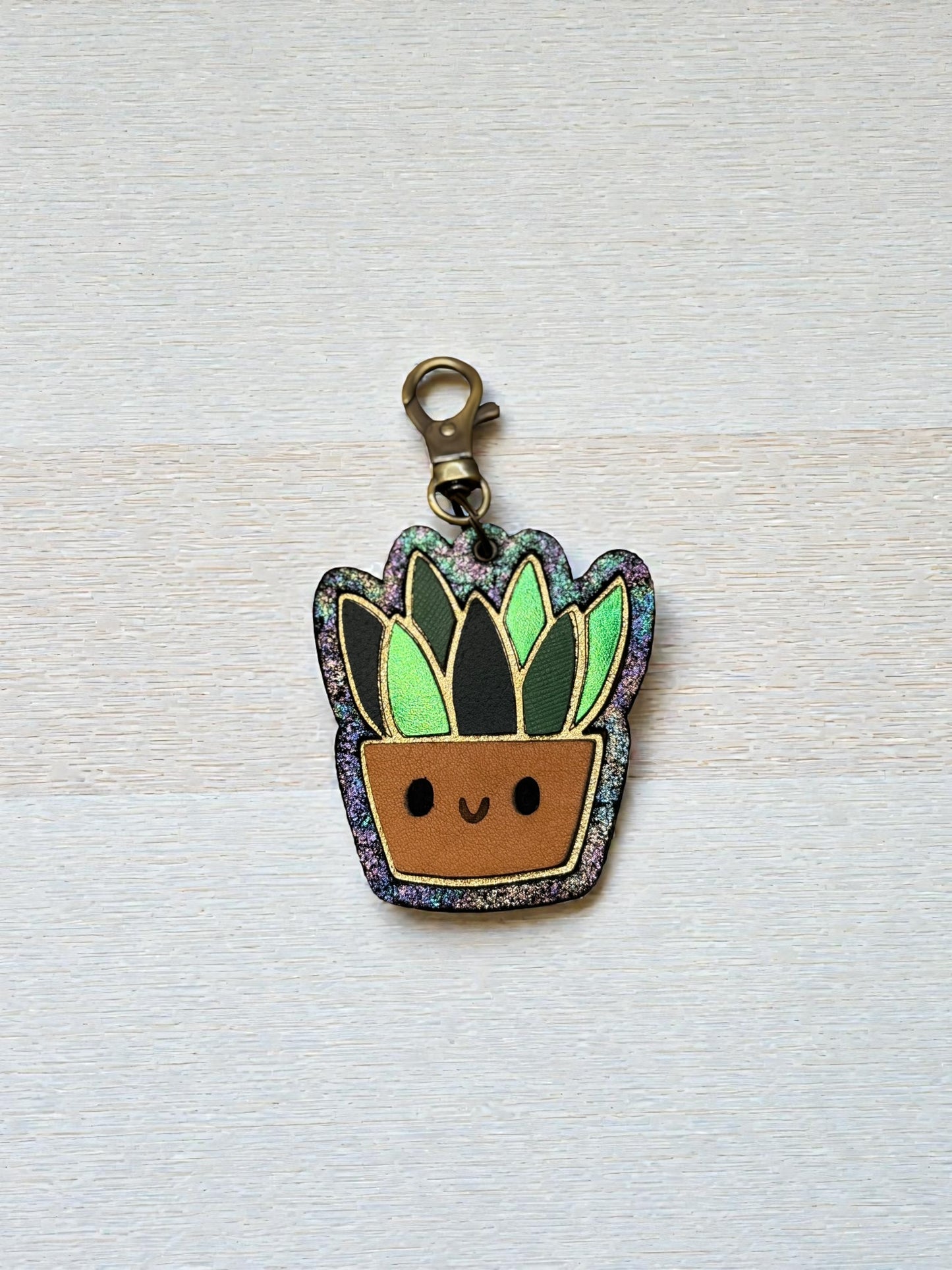 Happy Plants Leather Bag Charm