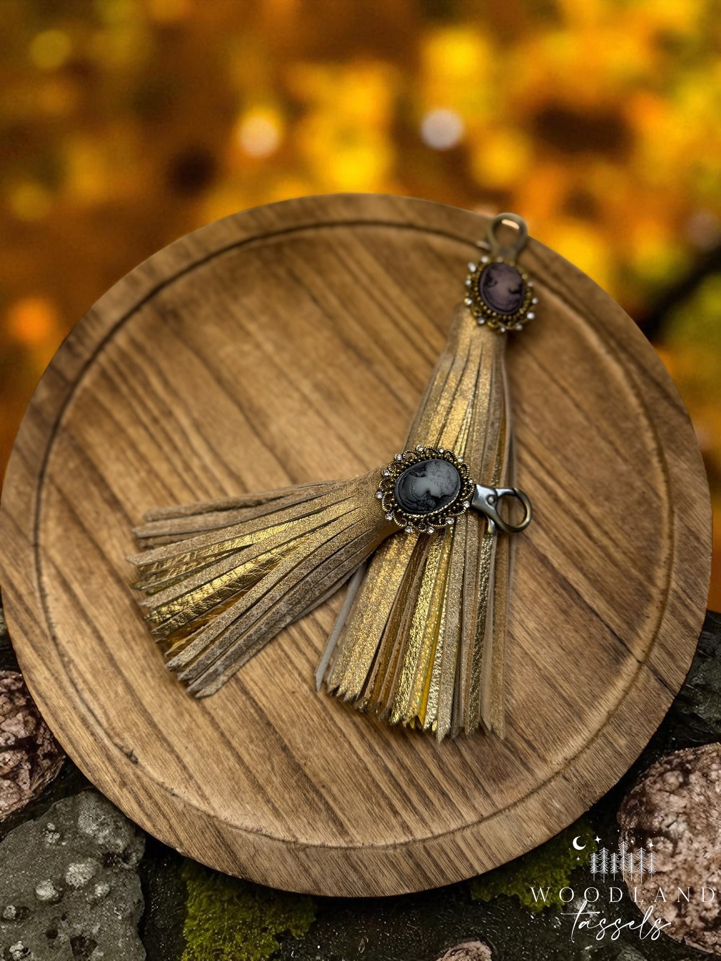 Cameo Tassel Purse Charm