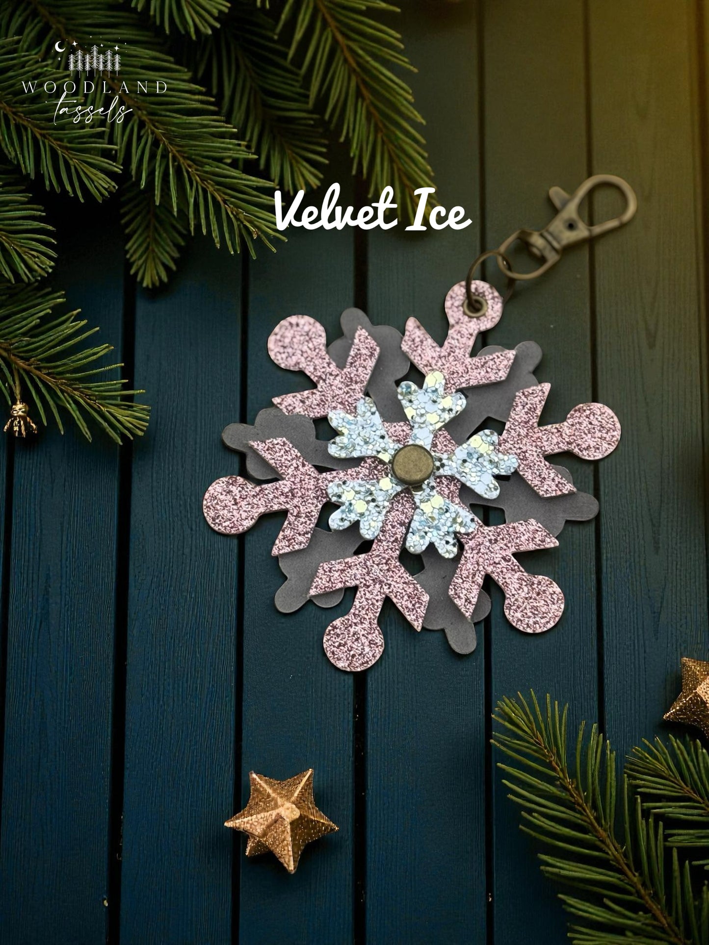 Snowflake Leather Purse Charm