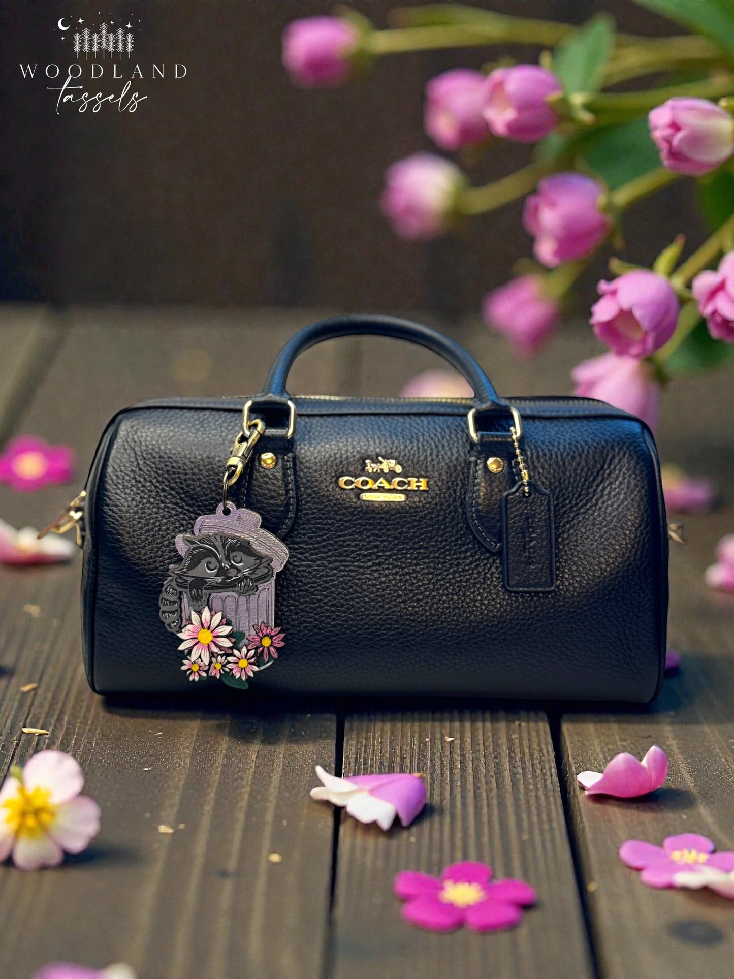 Classy Raccoon Leather Bag Charm