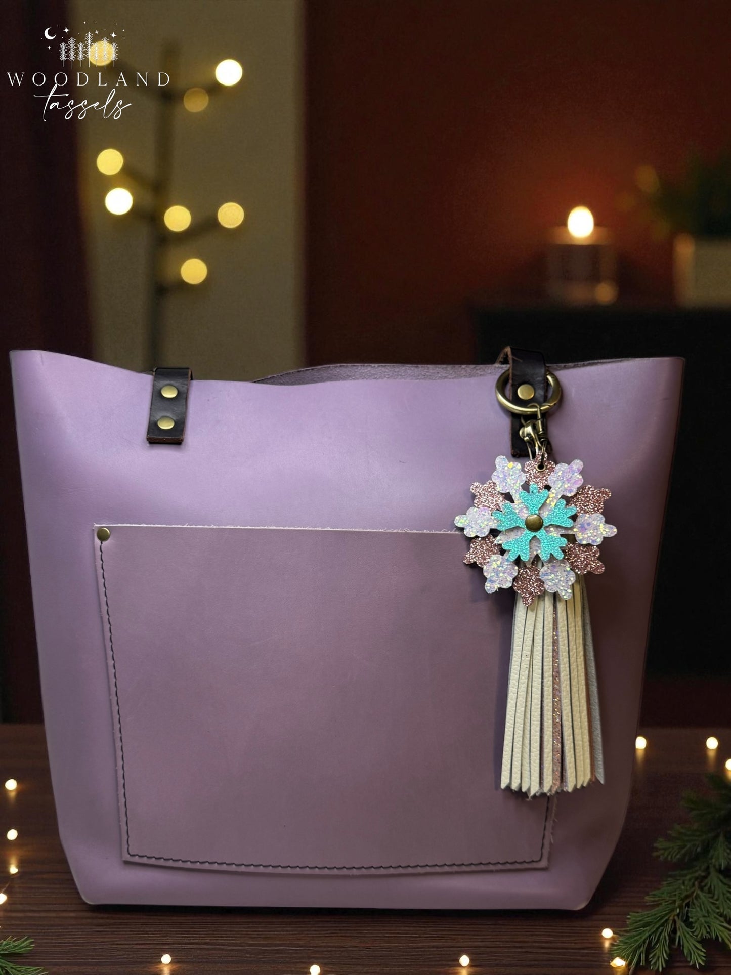 Black Plaid Leather Tassel