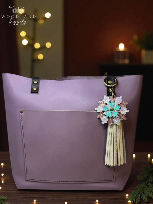 Snowflake Leather Purse Charm