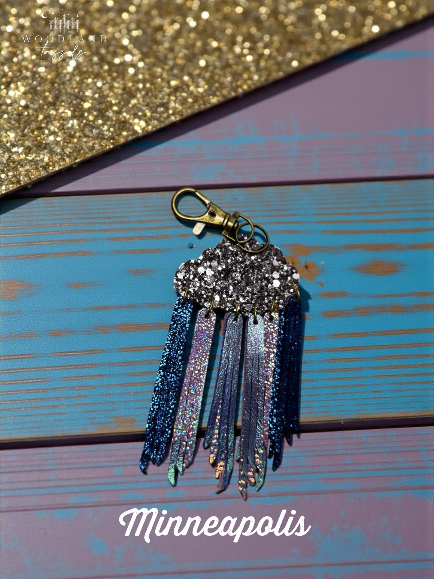 Cloudburst Leather Purse Charm
