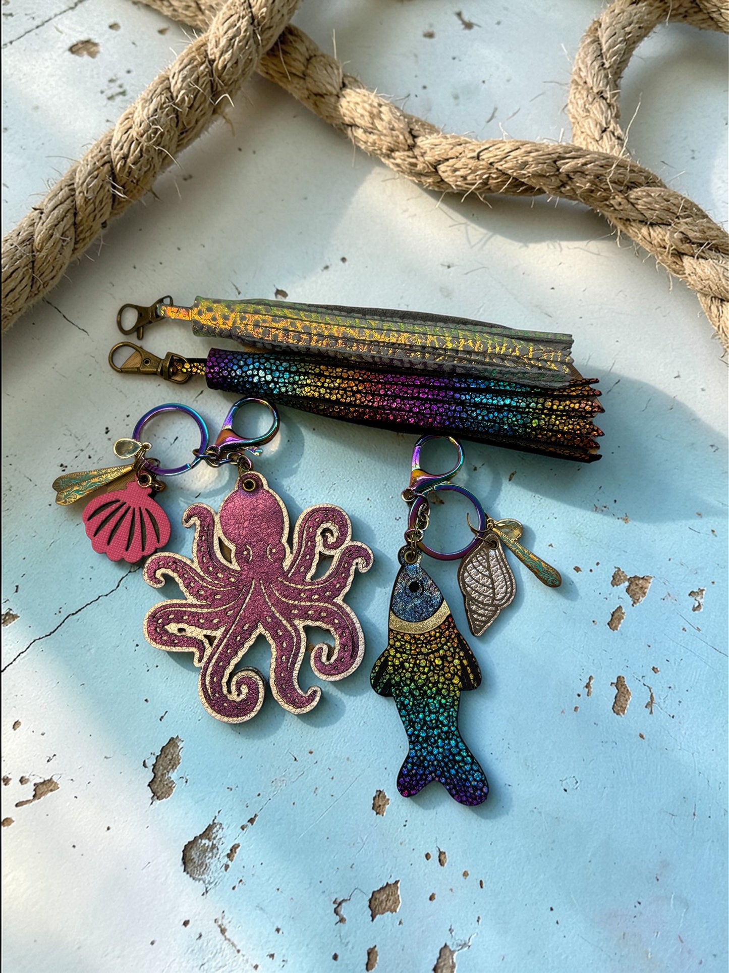 Fancy Fish Leather Bag Charm