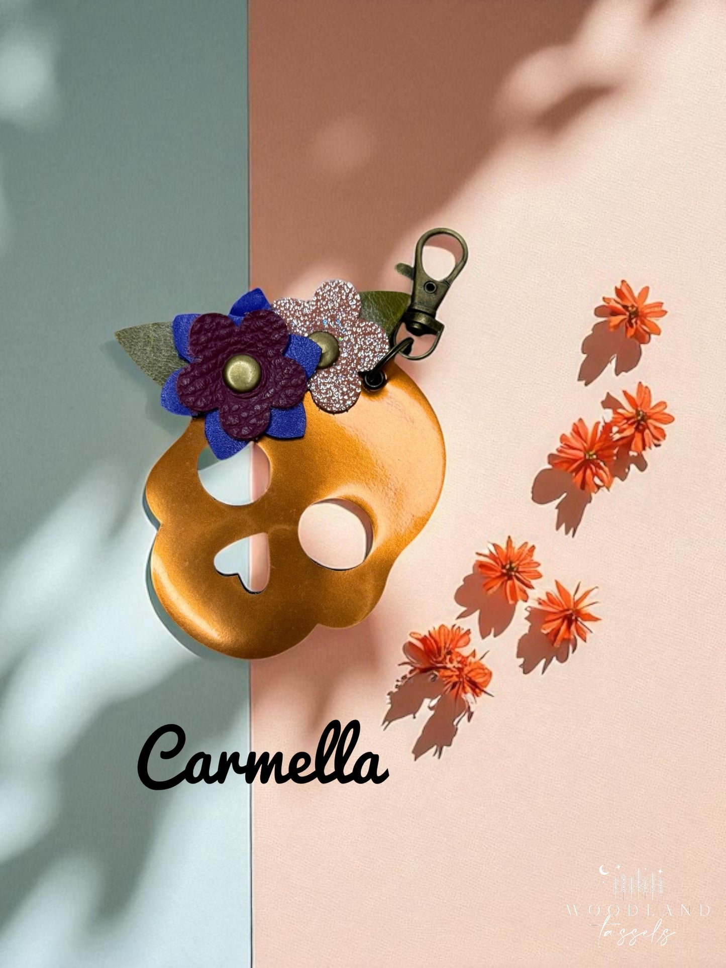 Sugar Skull Leather Purse Charms