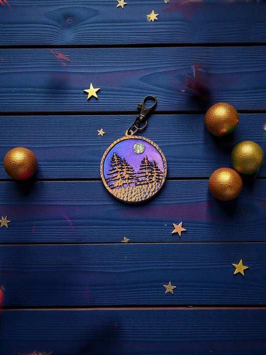 Landscape Leather Purse Charm