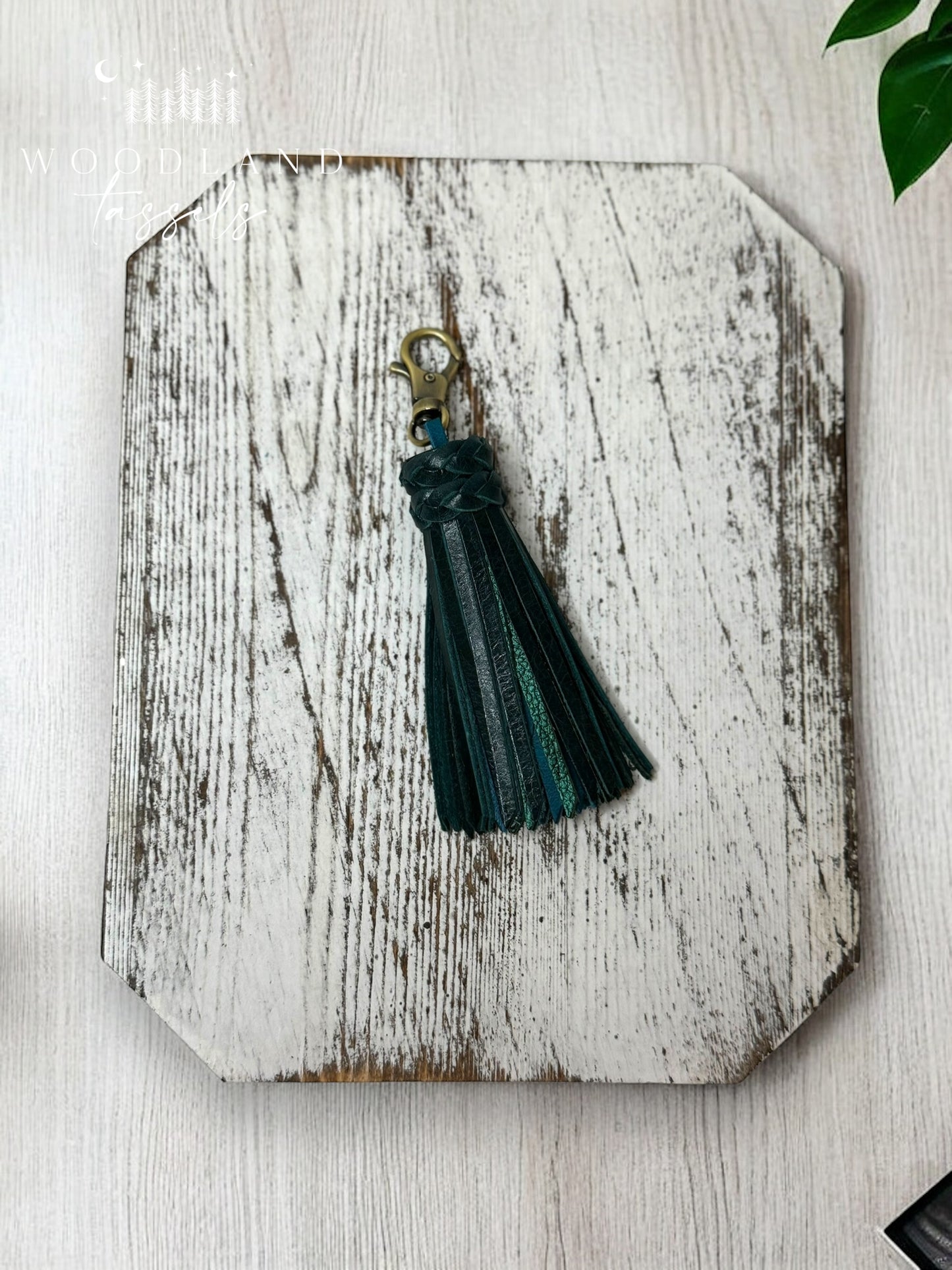 Dark Teal Leather Tassel