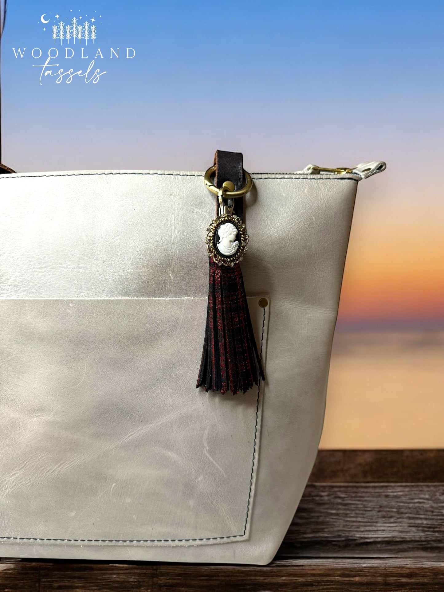 Red Plaid Cameo Tassel