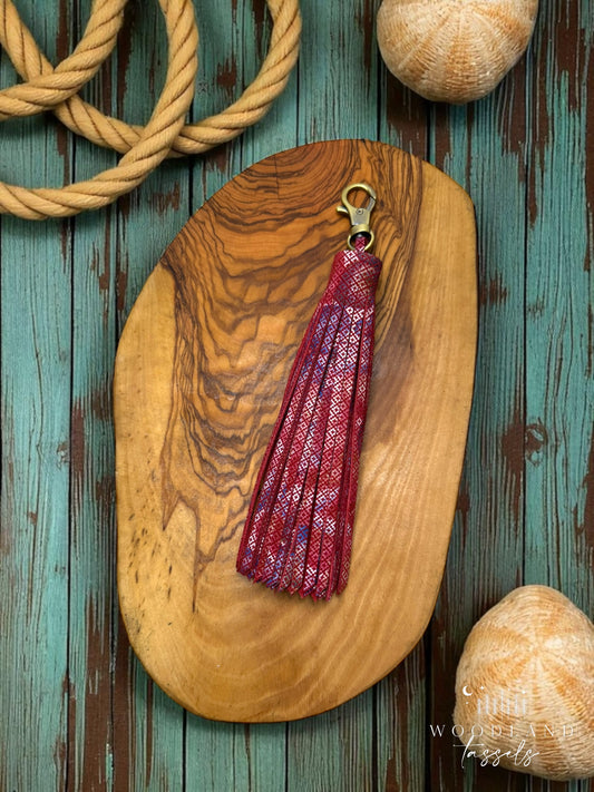 Vintage Red Floral Tassel Purse Charm-Pre Order