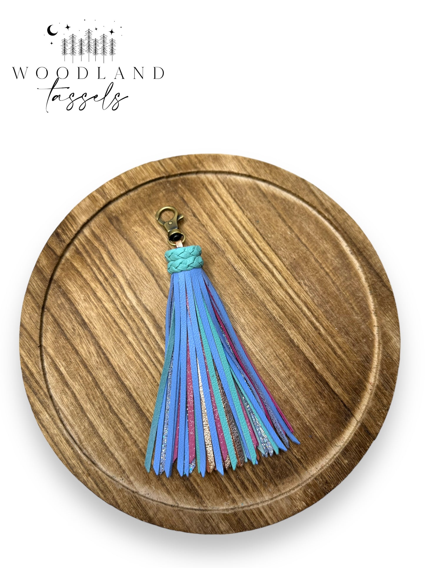 Periwinkle Rainbow Leather Tassel