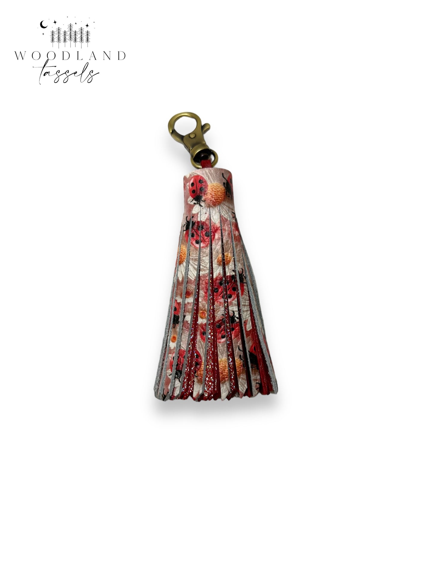 Dainty Ladybug Leather Tassel