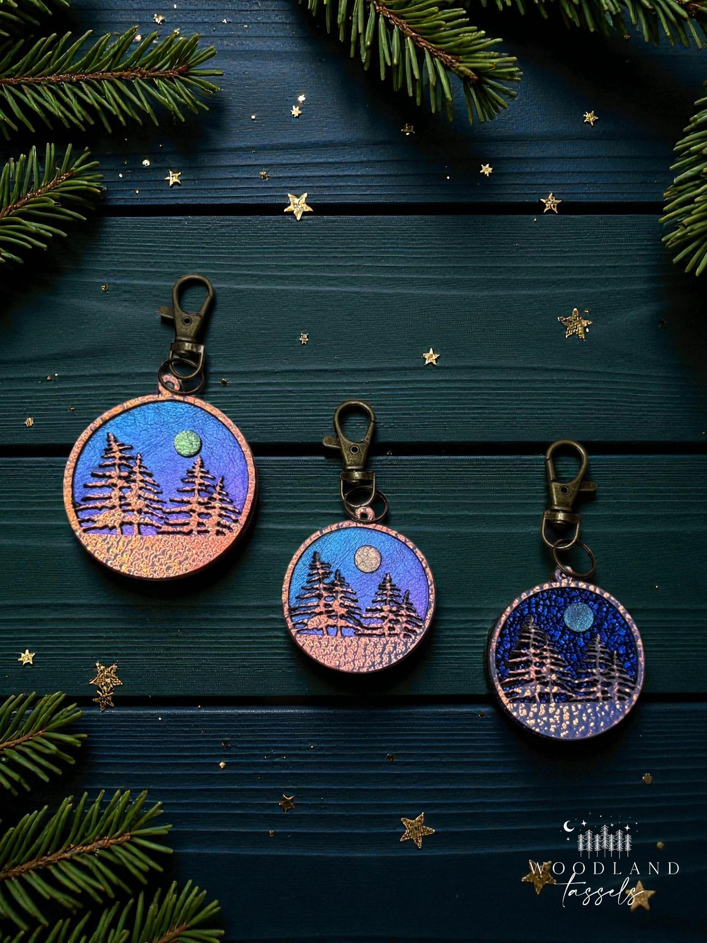 Forest Leather Purse Charm