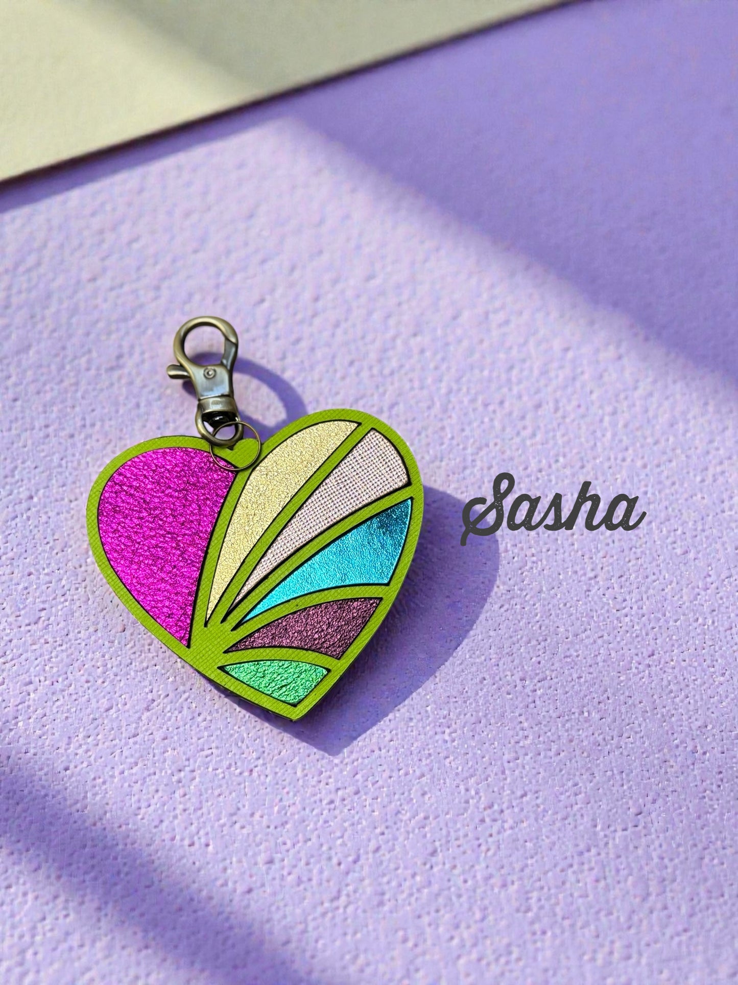 Mosaic Heart Leather Bag Charms