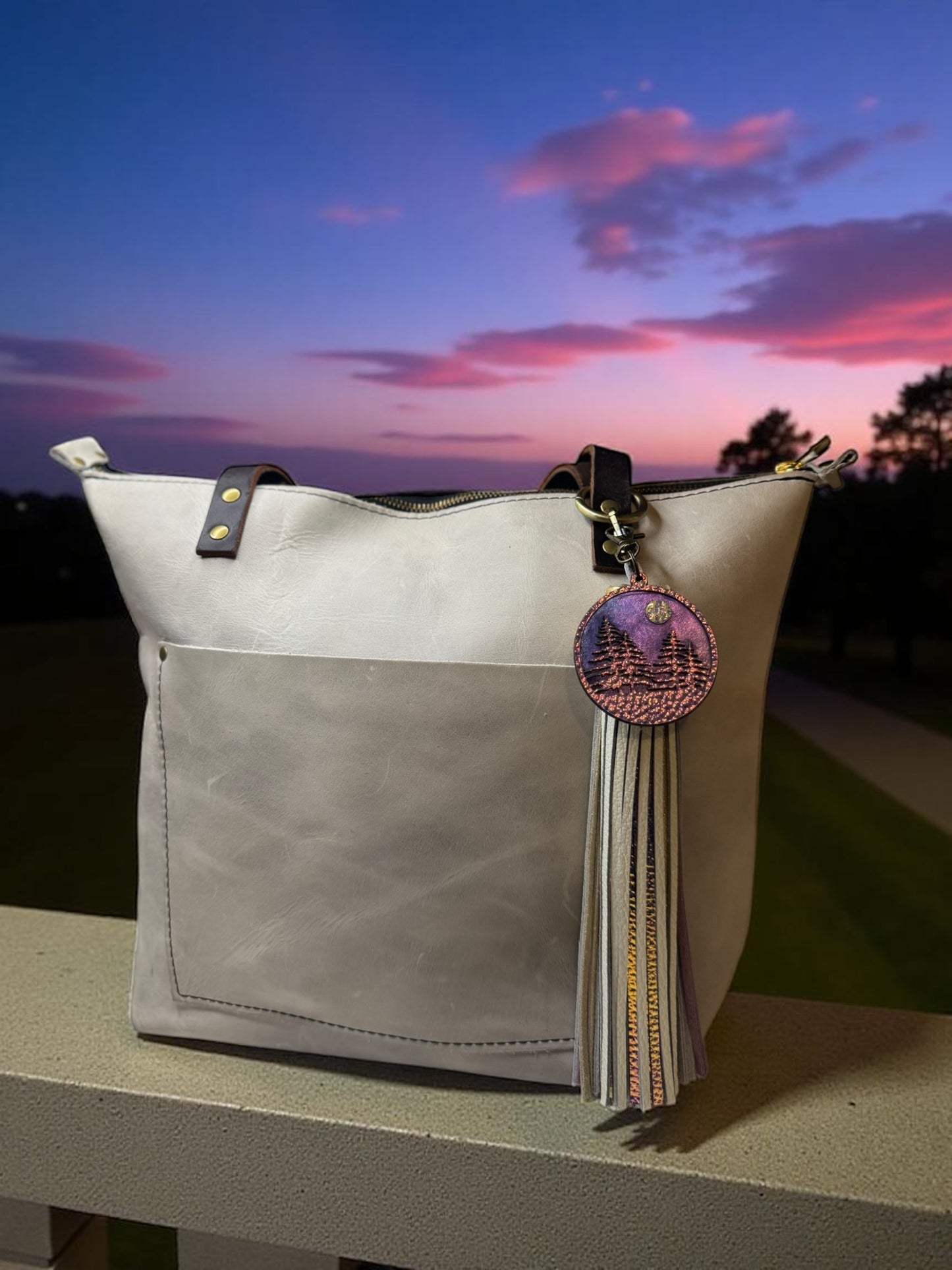 Landscape Leather Purse Charm