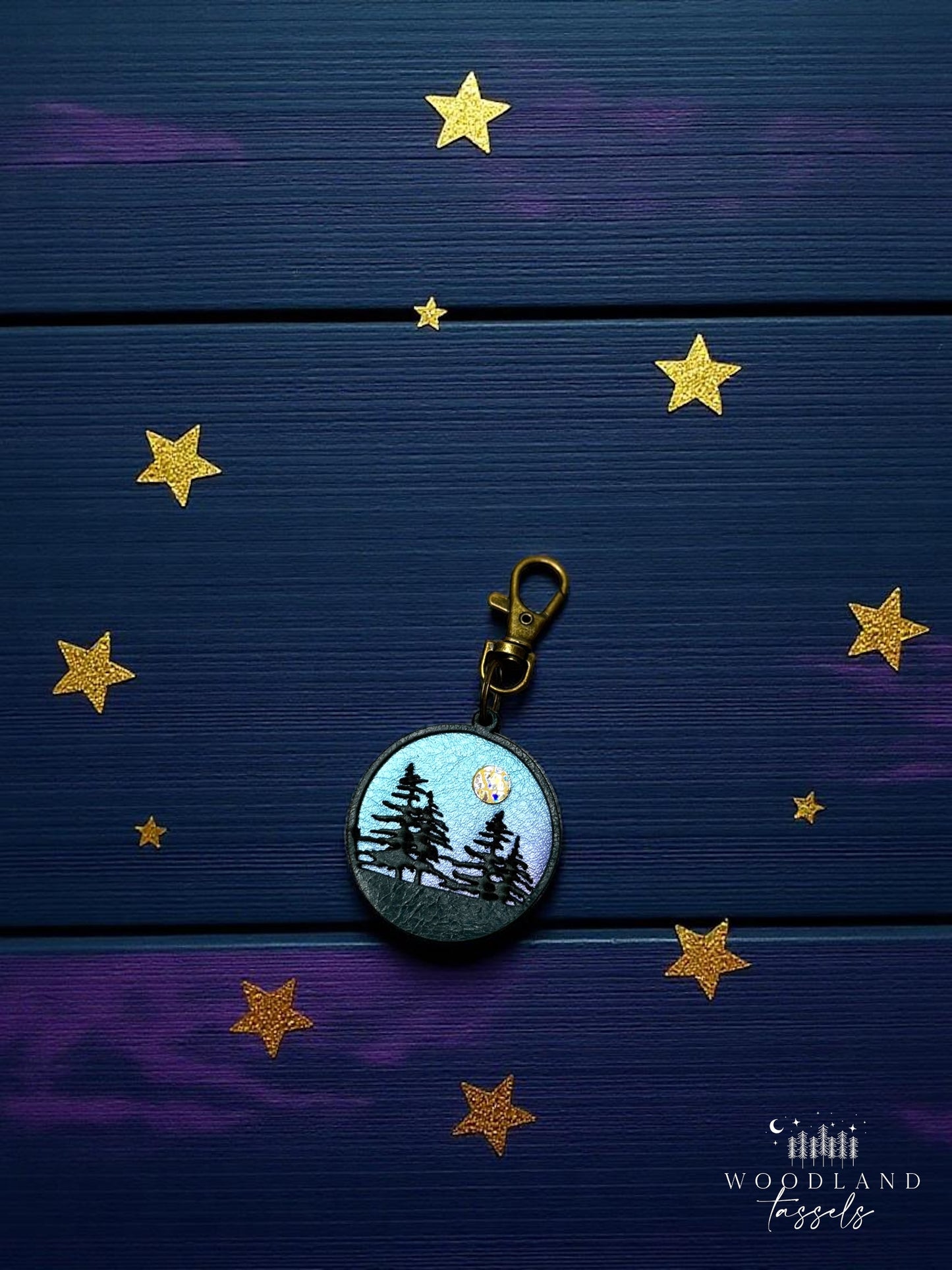 Landscape Leather Purse Charm
