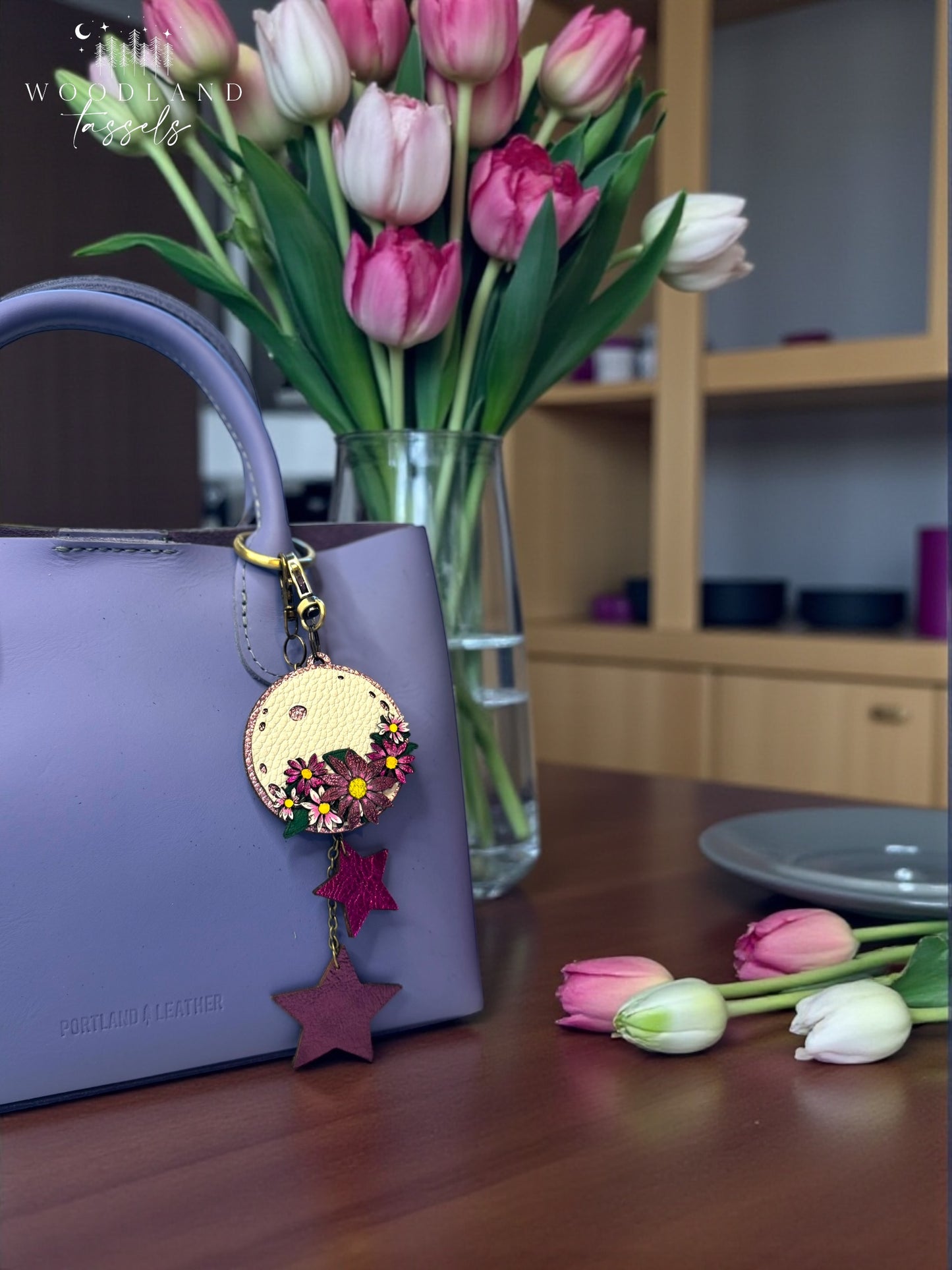 Falling Stars Leather Bag Charm